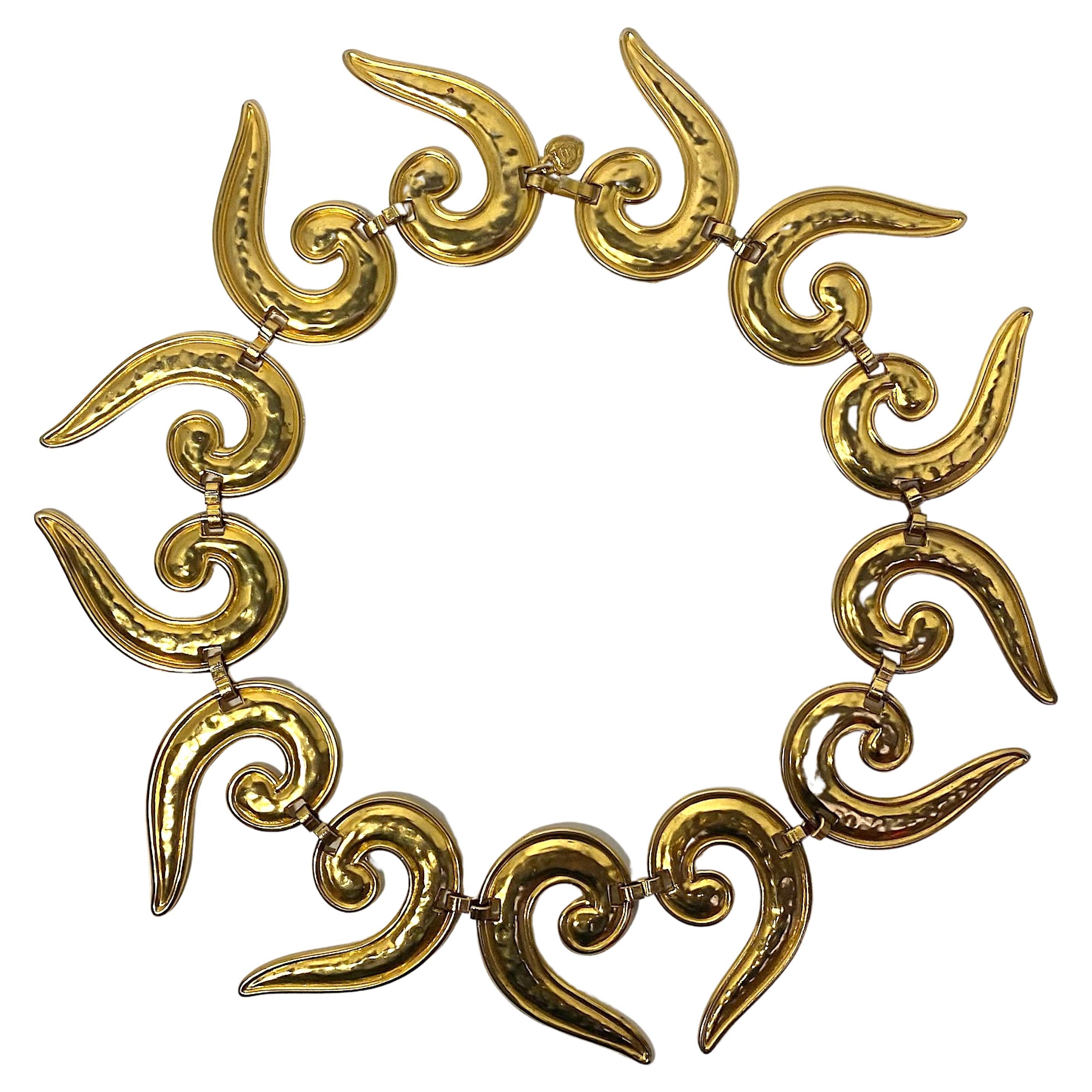 Edouard Rambaud 1980s Gold Etruscan Style Collar Necklace 13