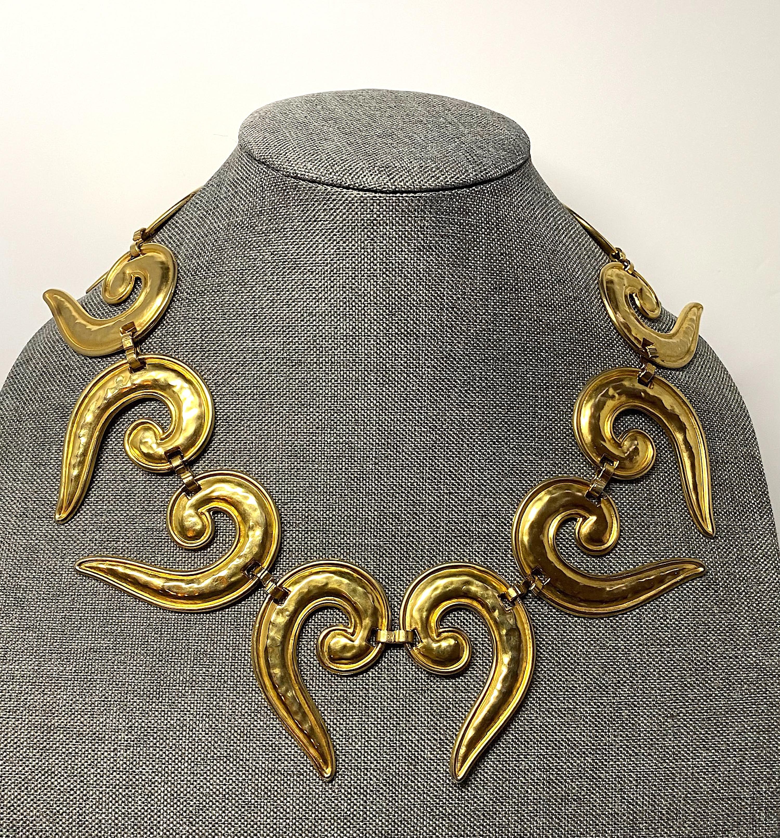 Women's Edouard Rambaud 1980s Gold Etruscan Style Collar Necklace For Sale