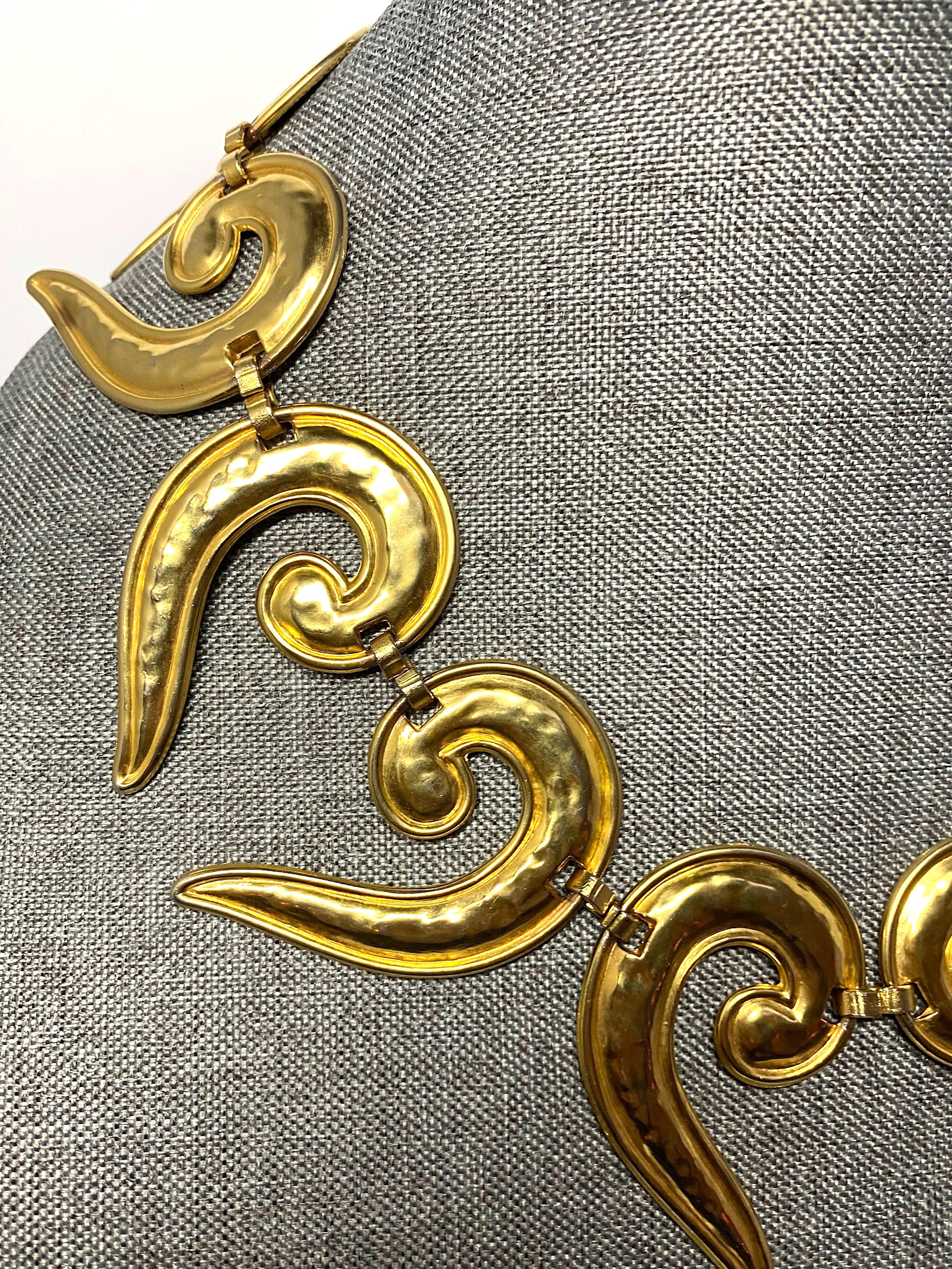 Edouard Rambaud 1980s Gold Etruscan Style Collar Necklace For Sale 1