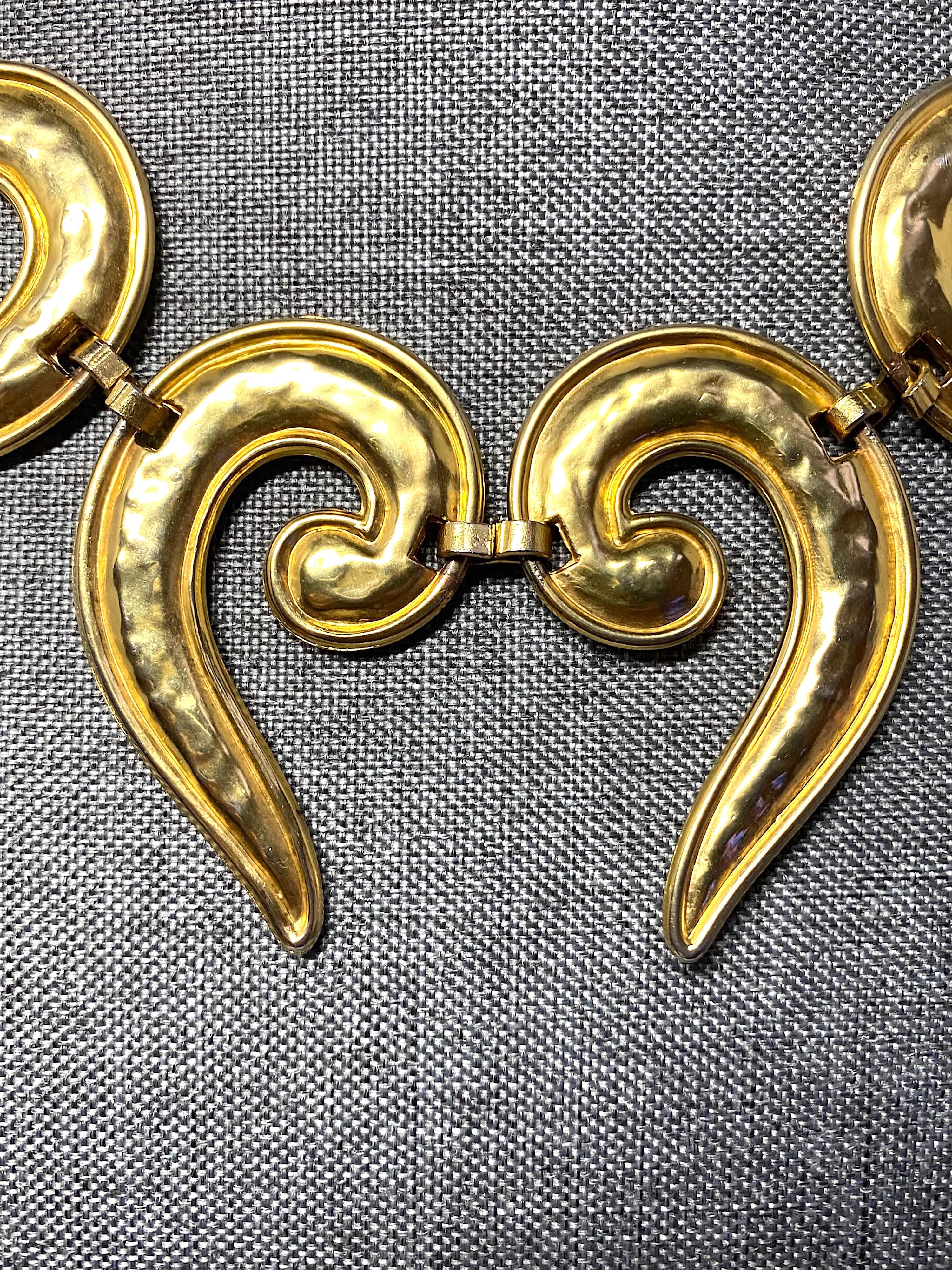 Edouard Rambaud 1980s Gold Etruscan Style Collar Necklace For Sale 2