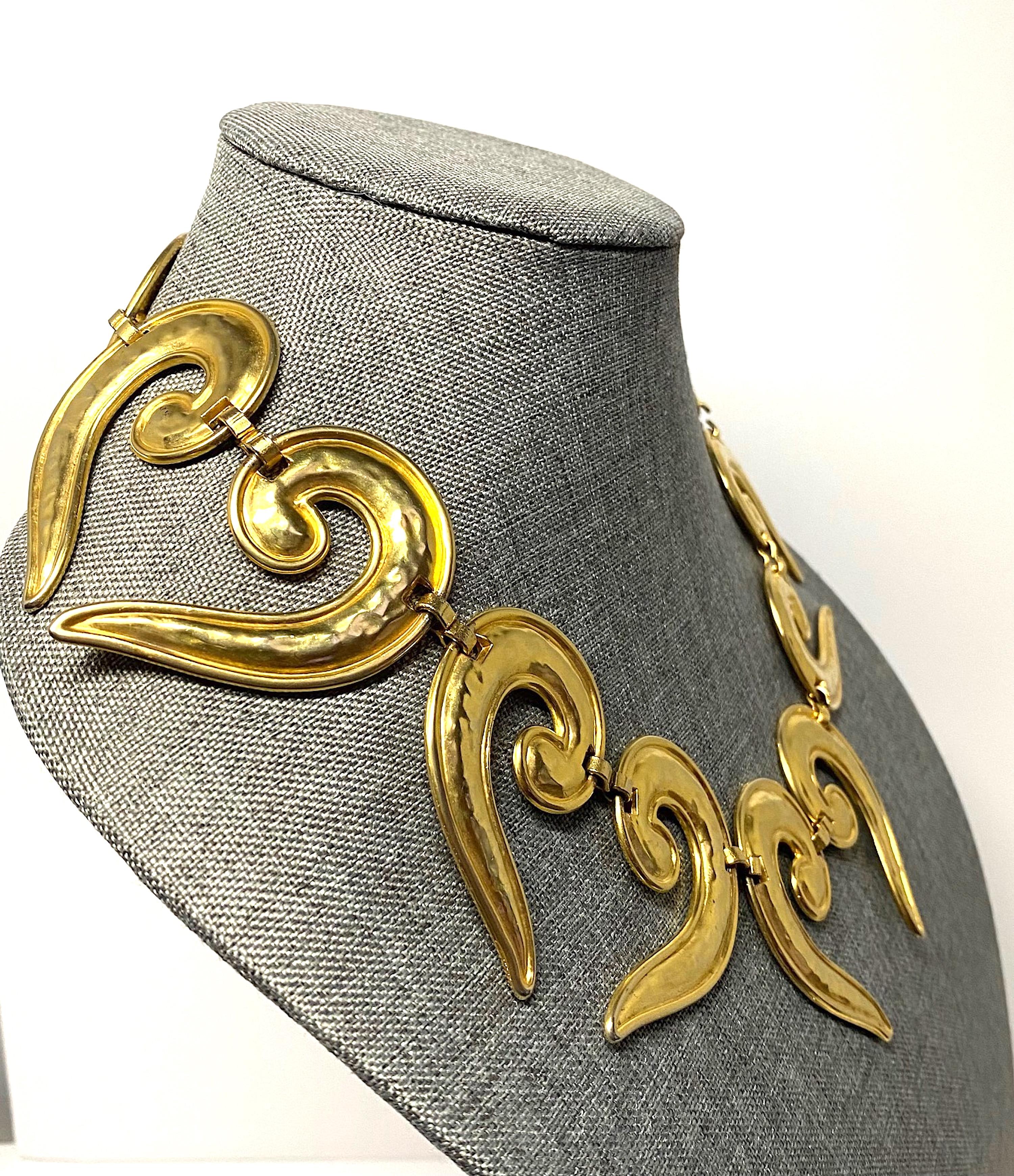 Edouard Rambaud 1980s Gold Etruscan Style Collar Necklace For Sale 3