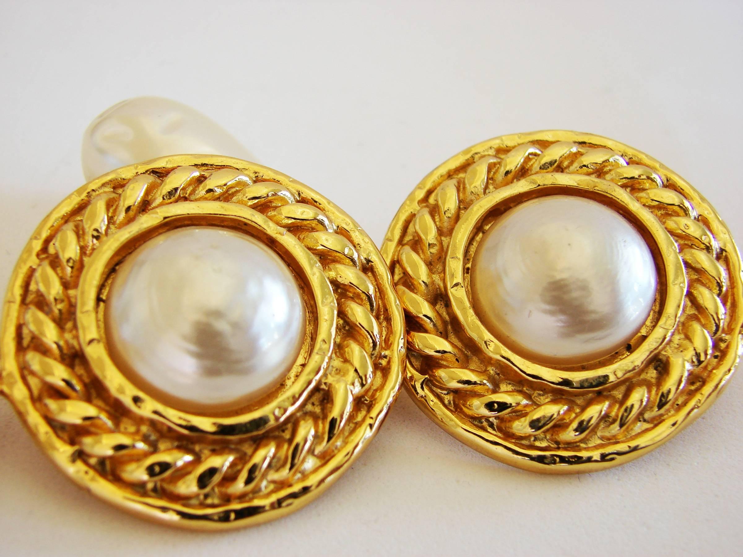Women's or Men's Edouard Rambaud Baroque Pearl Dangle Earrings Clip Style 1970s