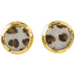 Vintage Edouard Rambaud Clip Earrings Faux Fur Leopard