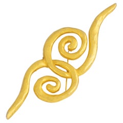 Edouard Rambaud Große Brosche aus vergoldetem Metall