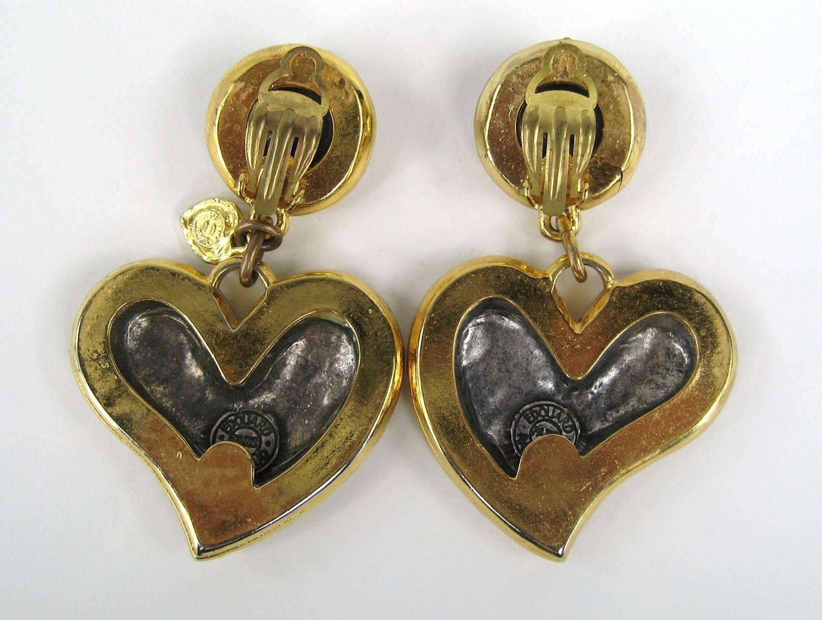 Women's  Edouard Rambaud Heart Dangle Earrings, 1980s 