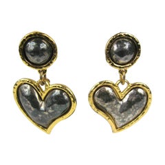  Edouard Rambaud Heart Dangle Earrings, 1980s 