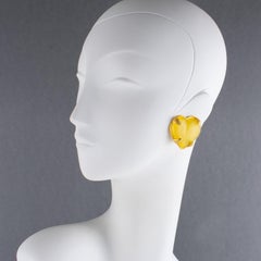 Edouard Rambaud Paris Zitronengelbes Acryl vergoldetes Herz Clip-Ohrringe