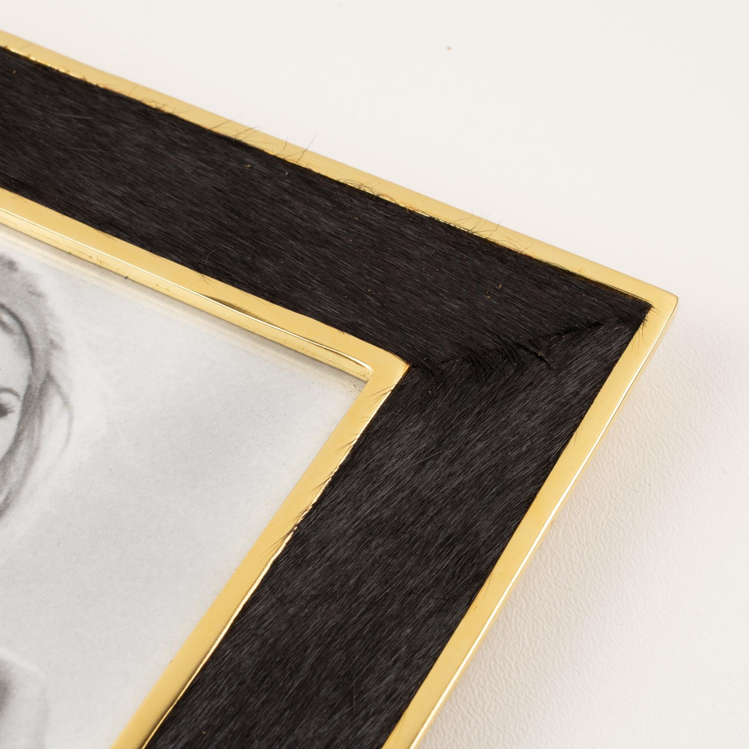 Edouard Rambaud Paris Gilt Metal and Poney Fur Picture Frame, 1990s For Sale 4