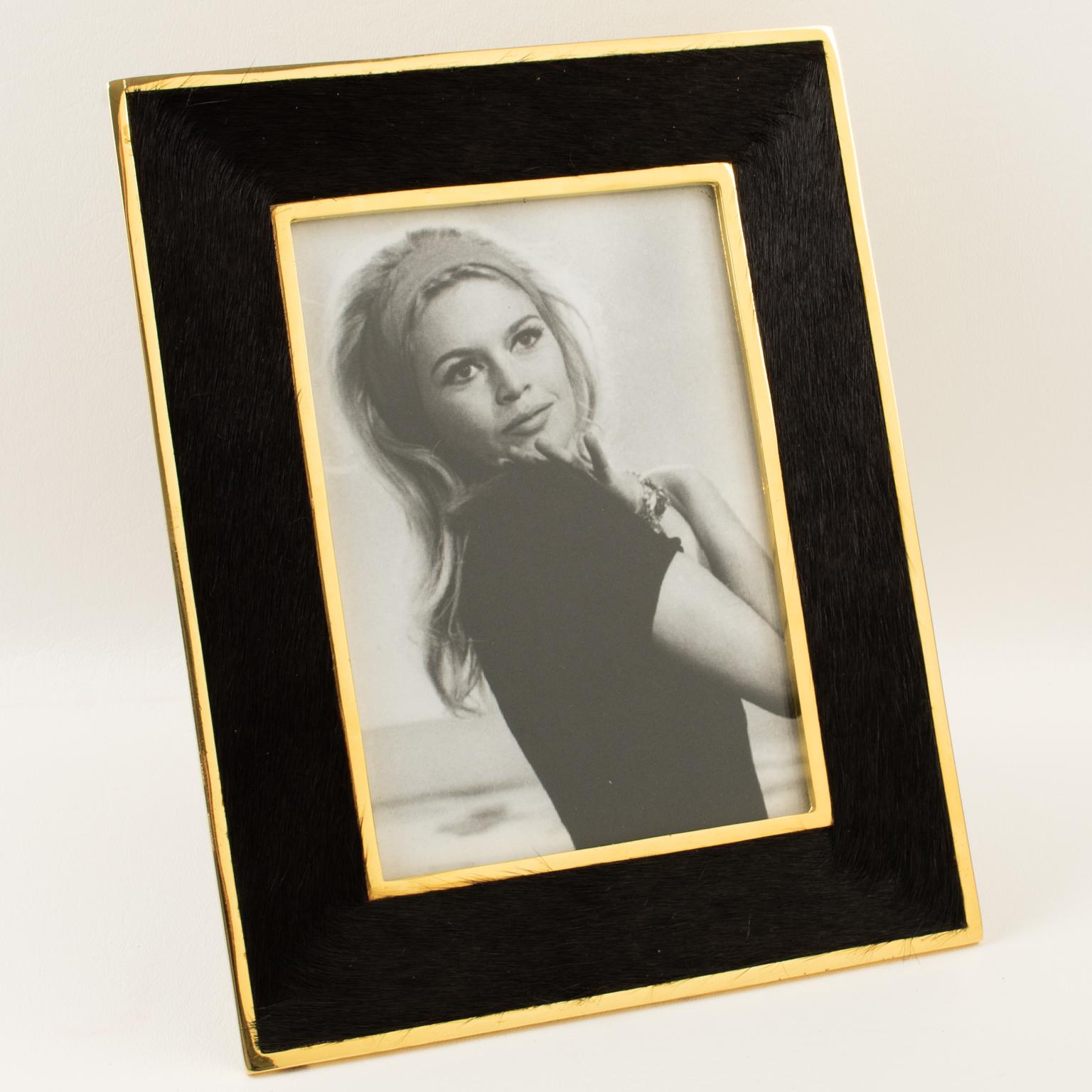 Modern Edouard Rambaud Paris Gilt Metal and Poney Fur Picture Frame, 1990s For Sale