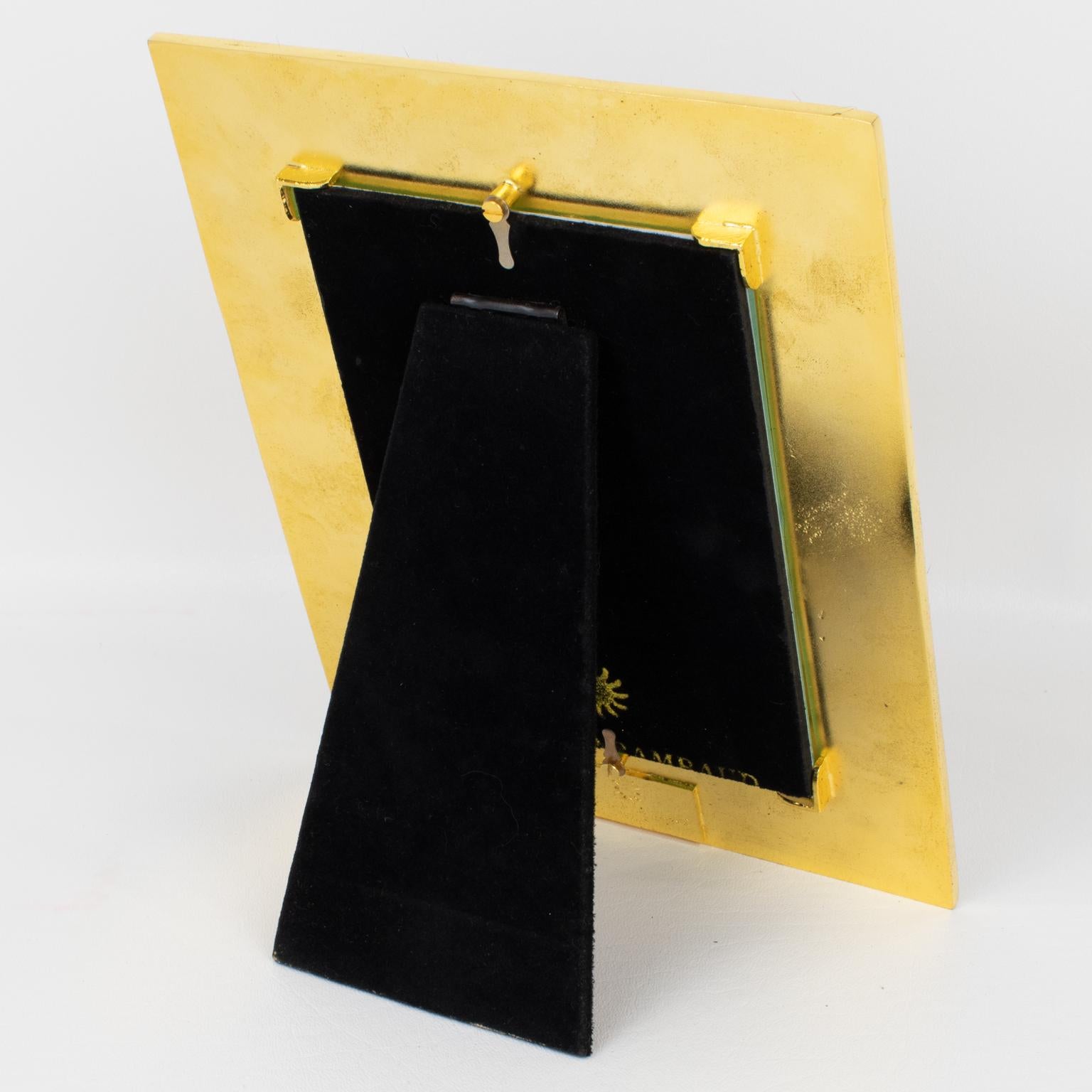 Edouard Rambaud Paris Gilt Metal and Poney Fur Picture Frame, 1990s In Excellent Condition For Sale In Atlanta, GA