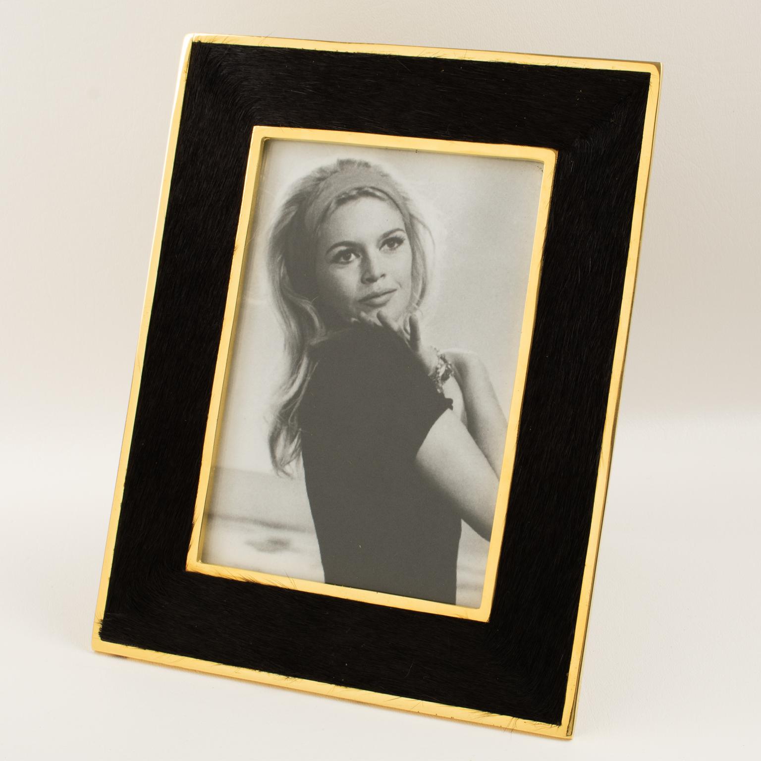 Edouard Rambaud Paris Gilt Metal and Poney Fur Picture Frame, 1990s For Sale 2