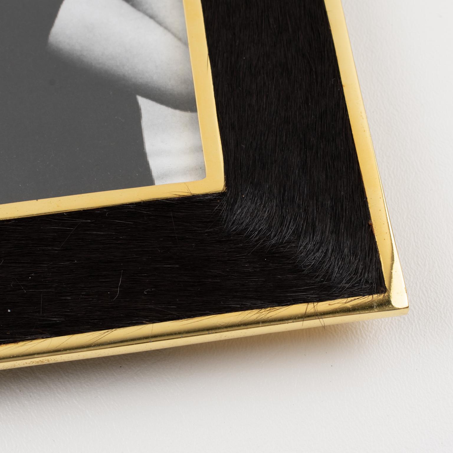 Edouard Rambaud Paris Gilt Metal and Poney Fur Picture Frame, 1990s For Sale 3