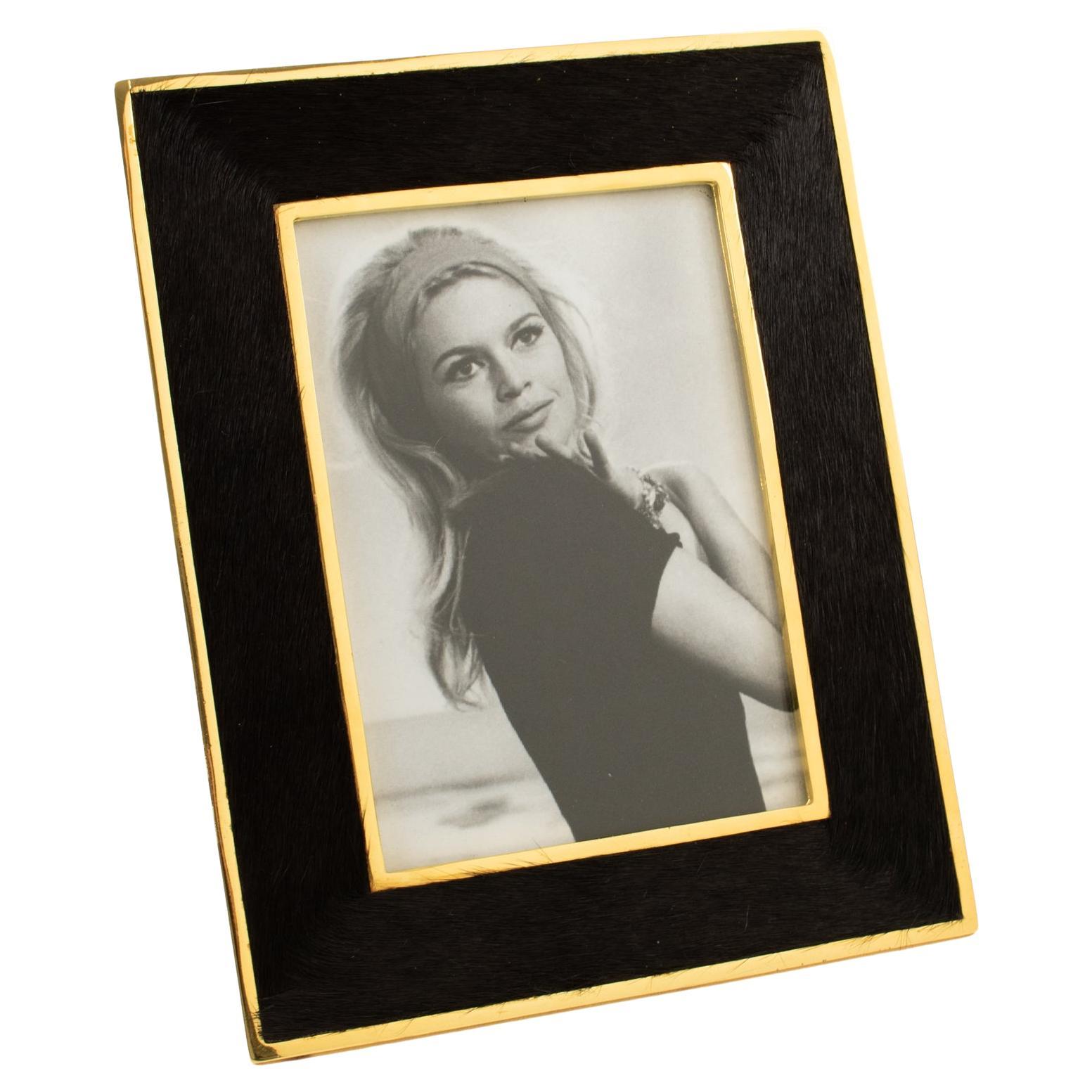 Edouard Rambaud Paris Gilt Metal and Poney Fur Picture Frame, 1990s