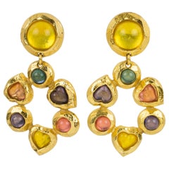 Edouard Rambaud Paris Massive Jeweled Dangle Clip Earrings