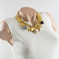Edouard Rambaud Paris Signed Choker Necklace Ceramic Beads Nautical Charms