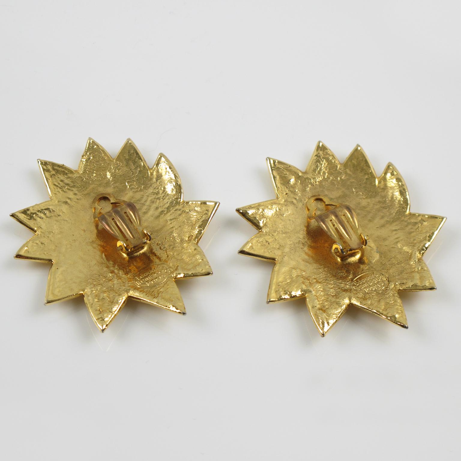 Women's or Men's Edouard Rambaud Clip Earrings Oversized Sun