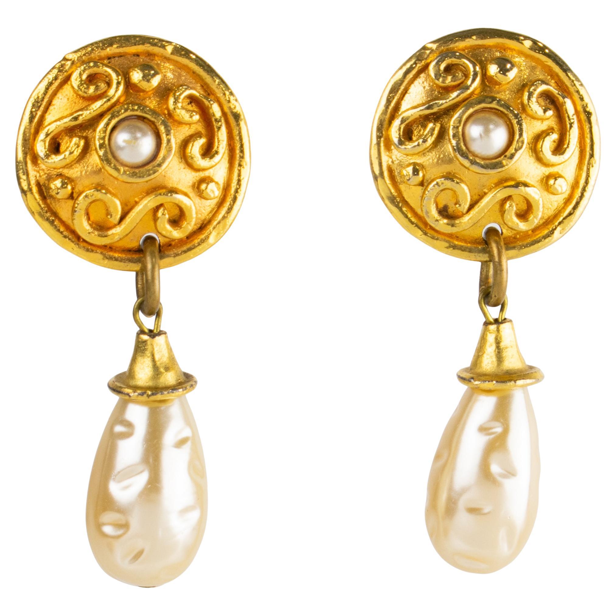 Orecchini a clip con perle bizantine in stile Edouard Rambaud