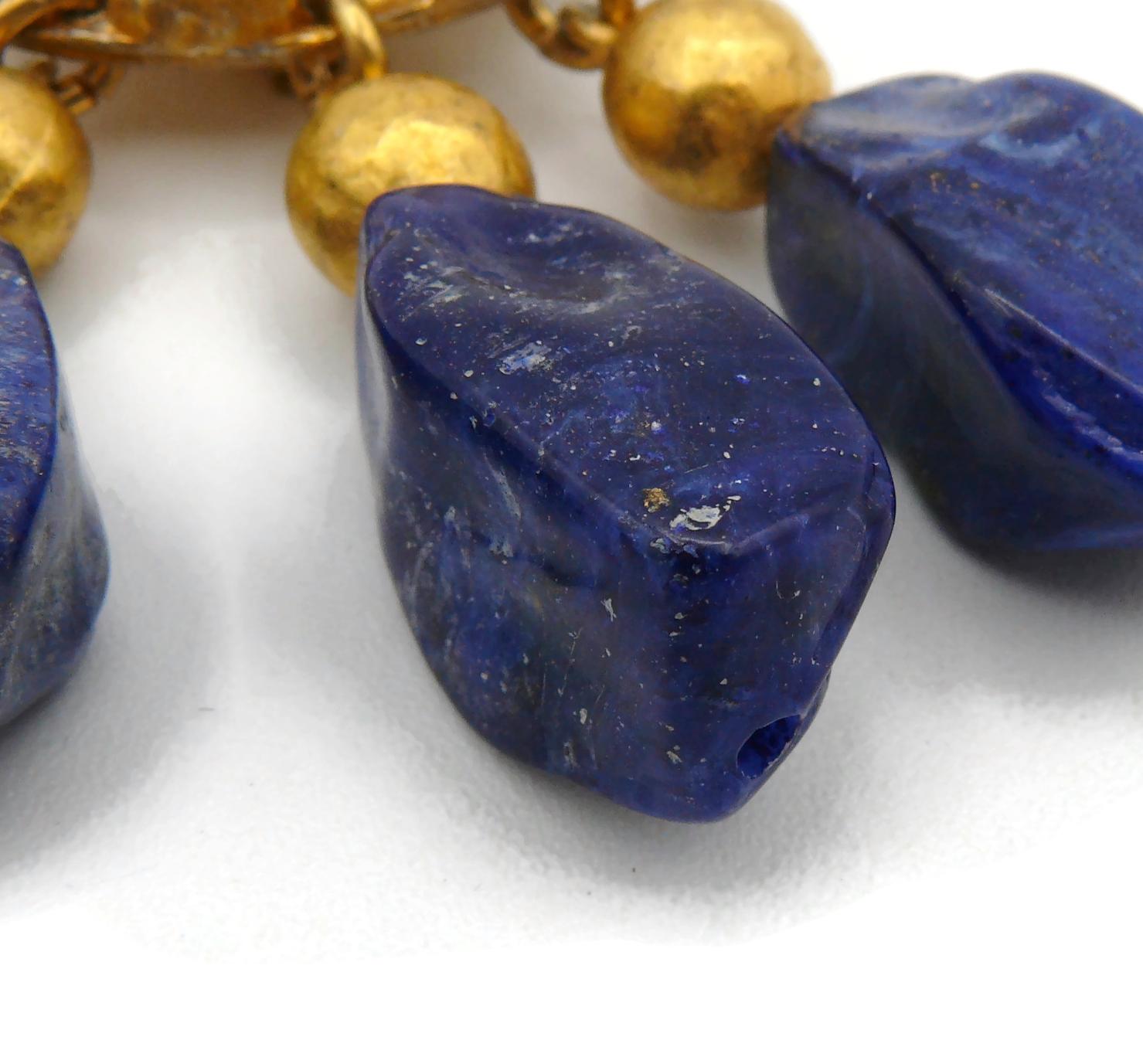 EDOUARD RAMBAUD Vintage Faux Lapis Lazuli Dangling Earrings For Sale 7