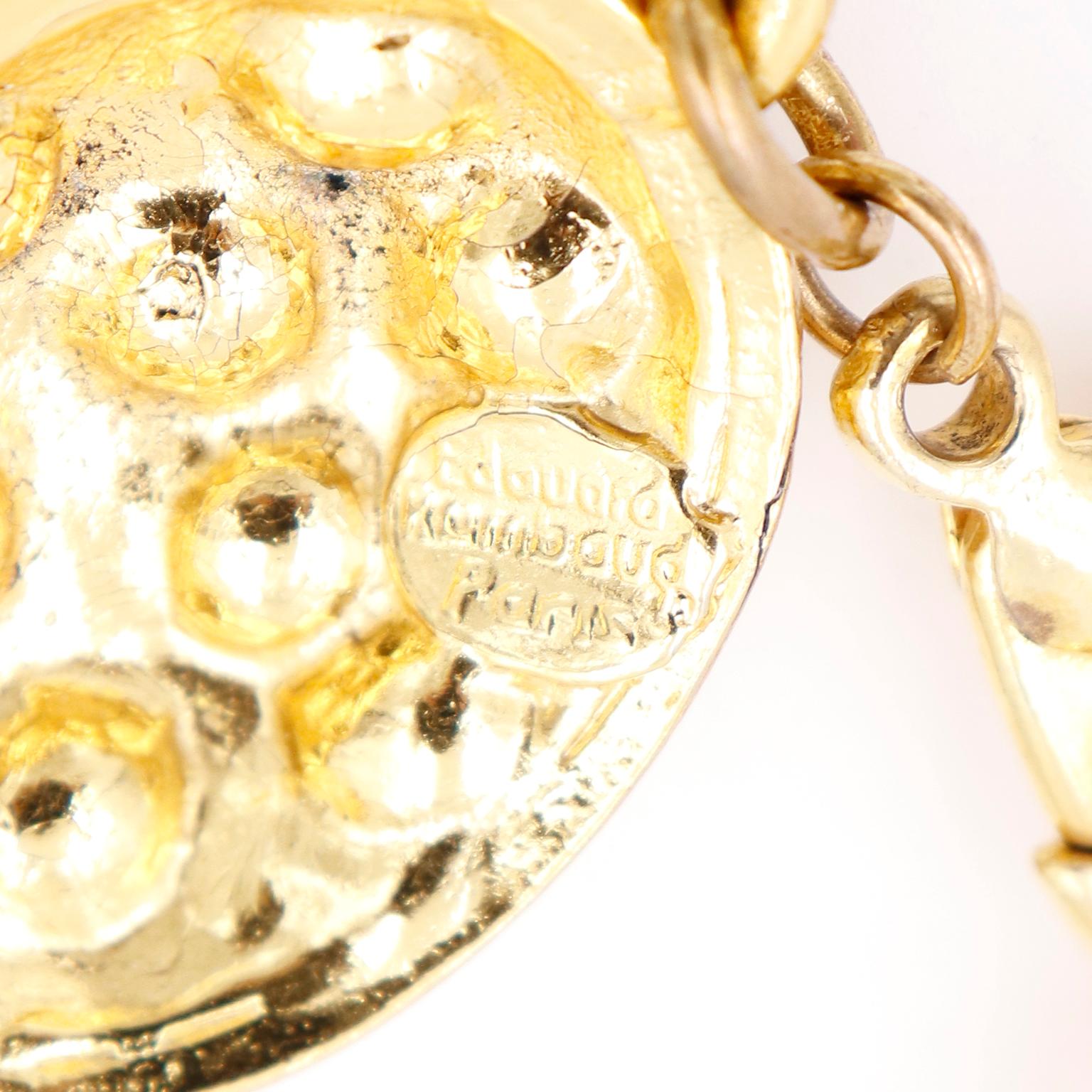 Edouard Rambaud Texturierter Vintage-Gürtel oder Halskette aus Gold mit Kristallen im Angebot 1