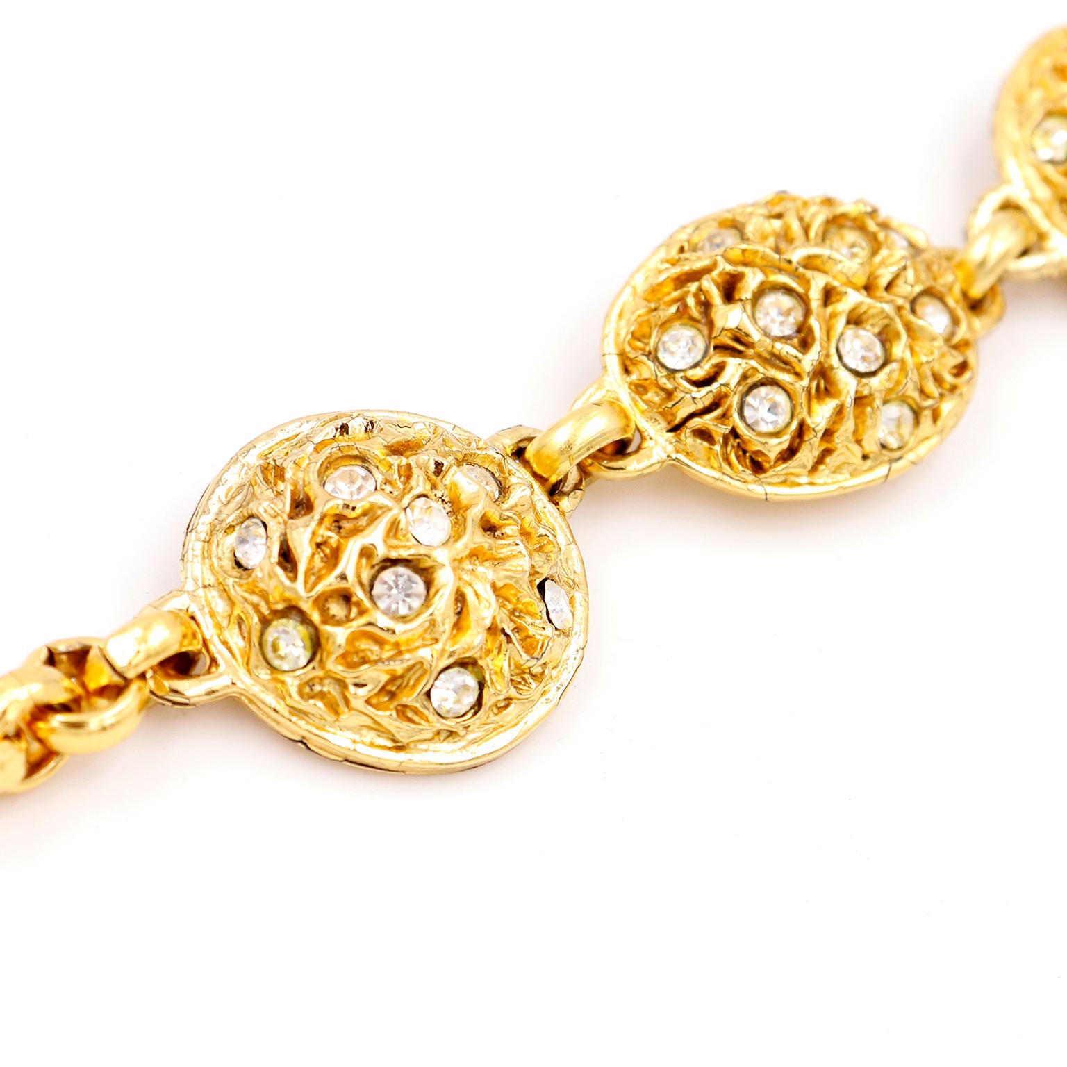 Edouard Rambaud Texturierter Vintage-Gürtel oder Halskette aus Gold mit Kristallen im Angebot 2