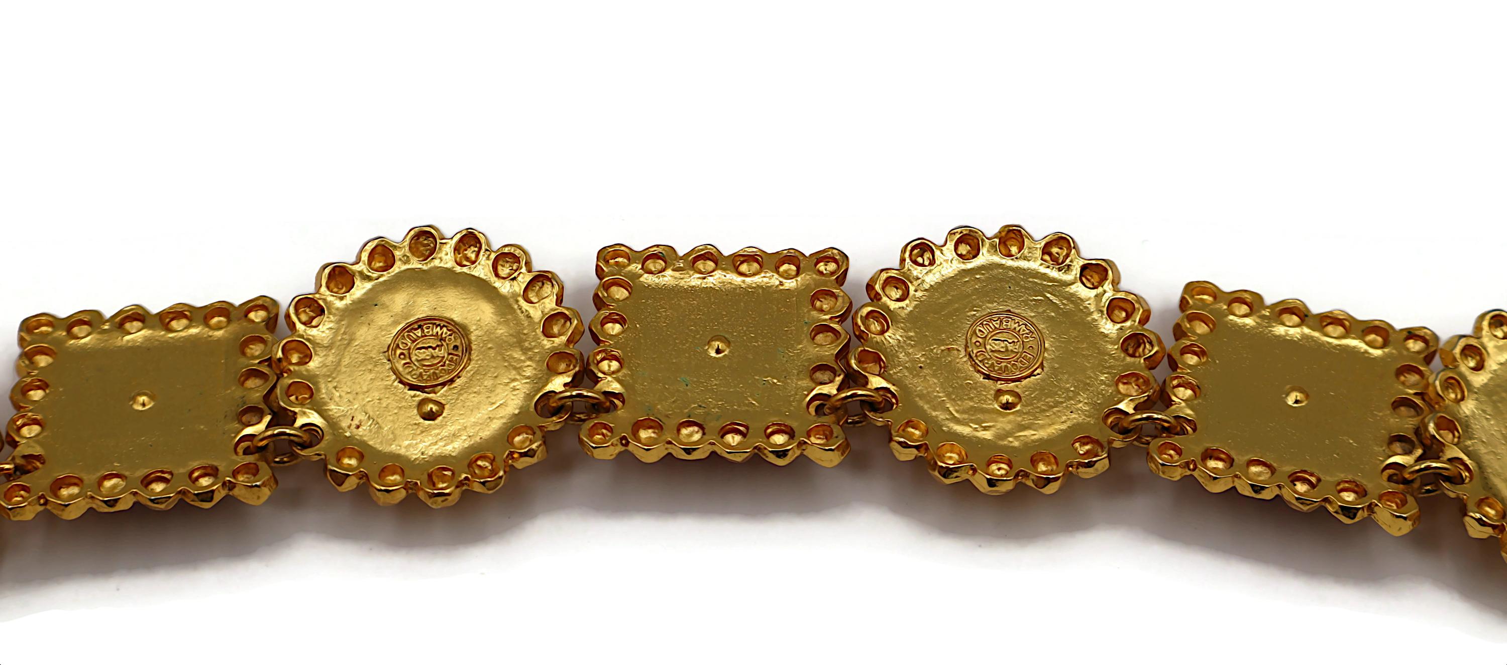 EDOUARD RAMBAUD Collana vintage con cabochon in resina e tonalità oro in vendita 10
