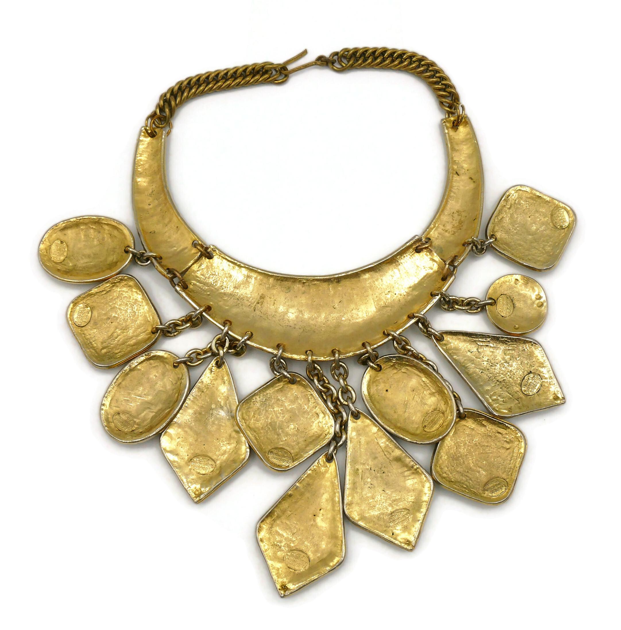 Edouard Rambaud Vintage Gold Toned Oriental Inspired Multi Charms Bib Necklace For Sale 6
