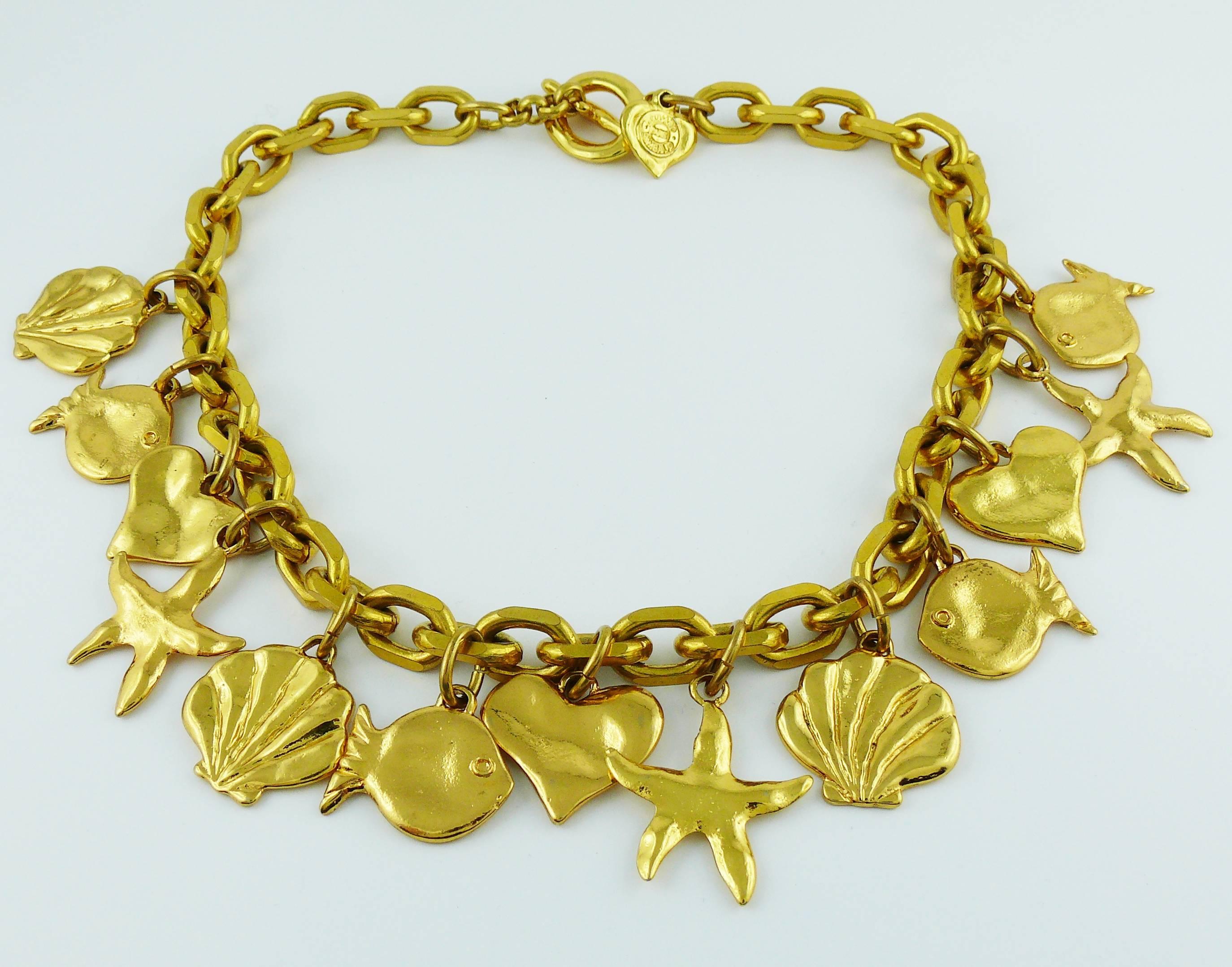 Edouard Rambaud Vintage Gold Toned Sea Life Charms Necklace 6