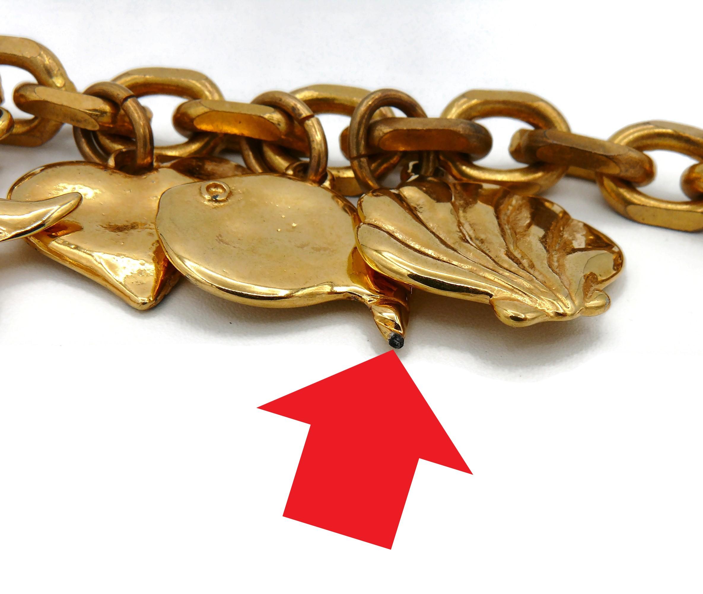 Edouard Rambaud Vintage Gold Toned Sea Life Charms Necklace 9