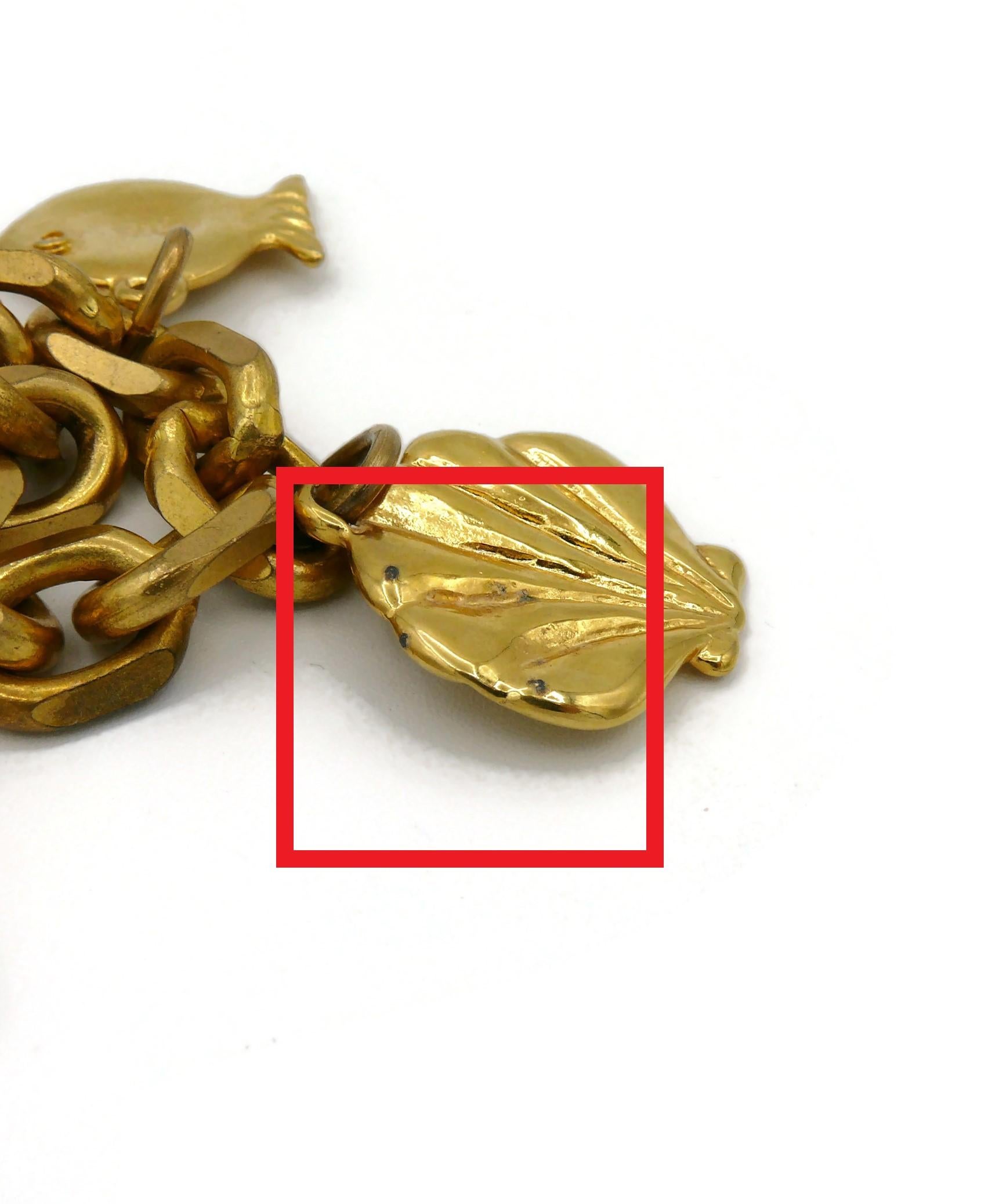 Edouard Rambaud Vintage Gold Toned Sea Life Charms Necklace 12