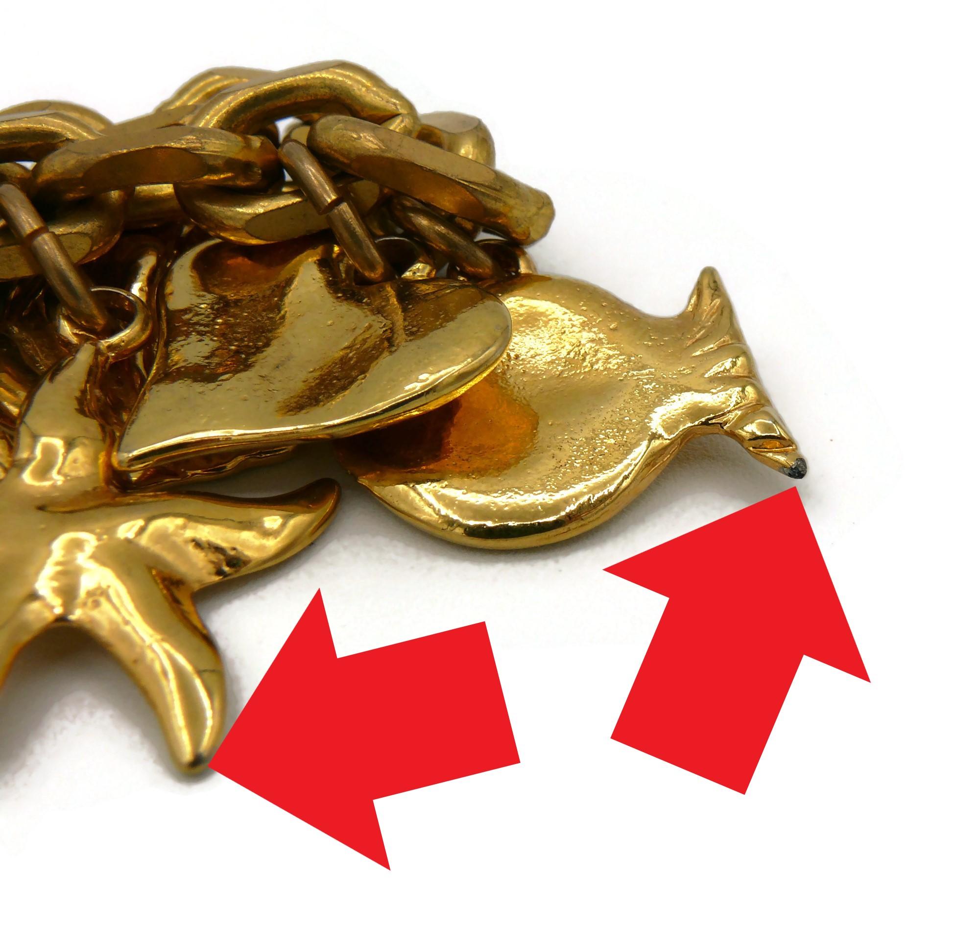 Edouard Rambaud Vintage Gold Toned Sea Life Charms Necklace 13