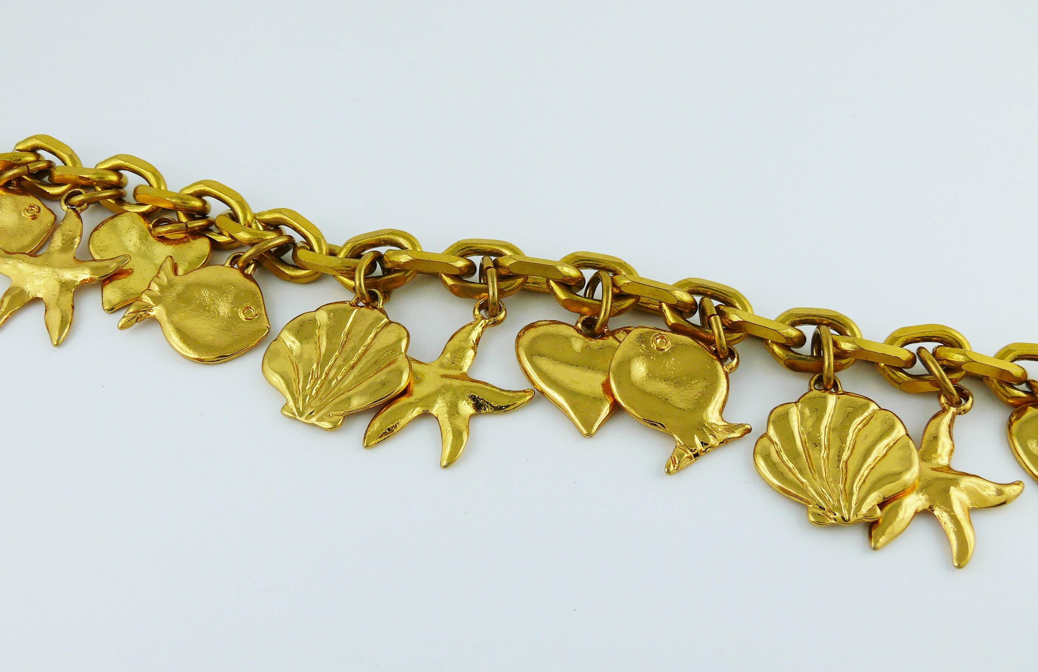 Edouard Rambaud Vintage Gold Toned Sea Life Charms Necklace 2