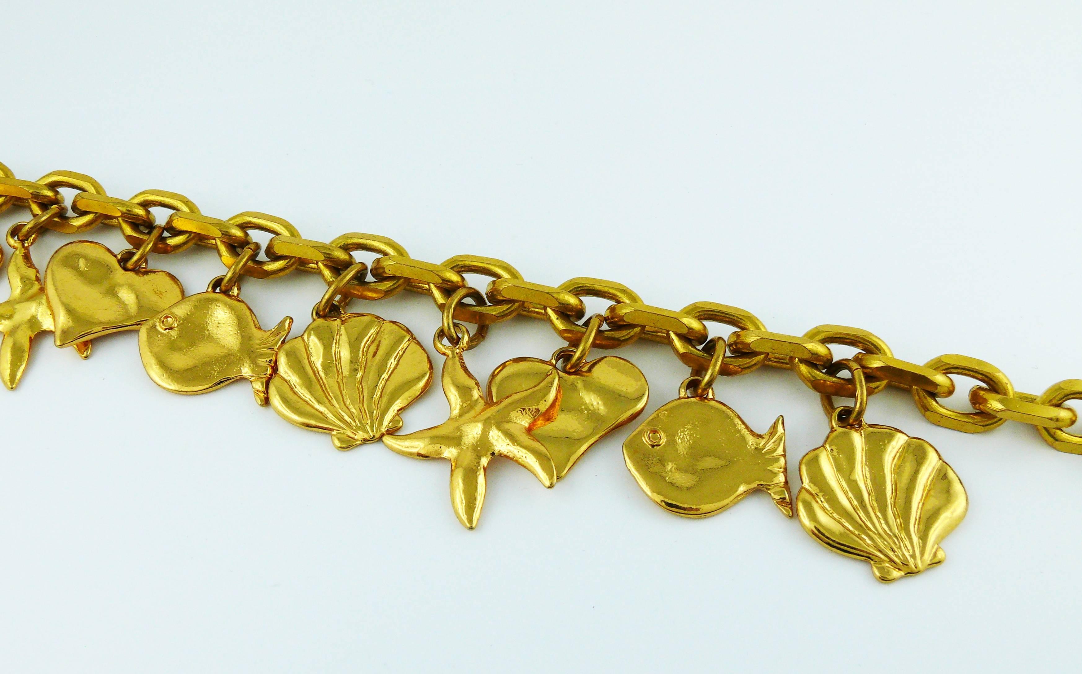 Edouard Rambaud Vintage Gold Toned Sea Life Charms Necklace 3