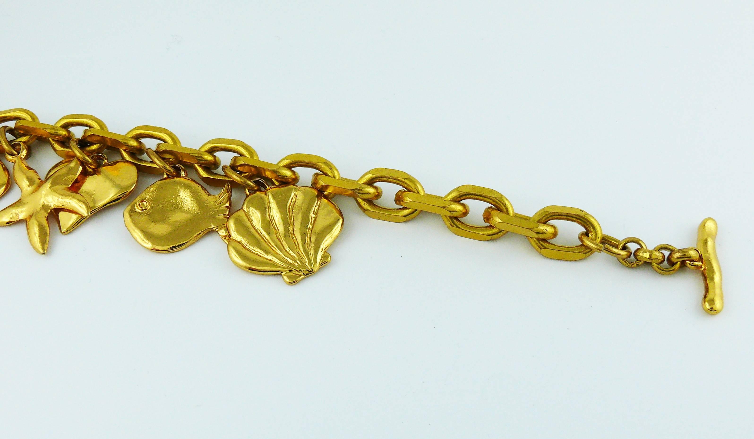 Edouard Rambaud Vintage Gold Toned Sea Life Charms Necklace 4