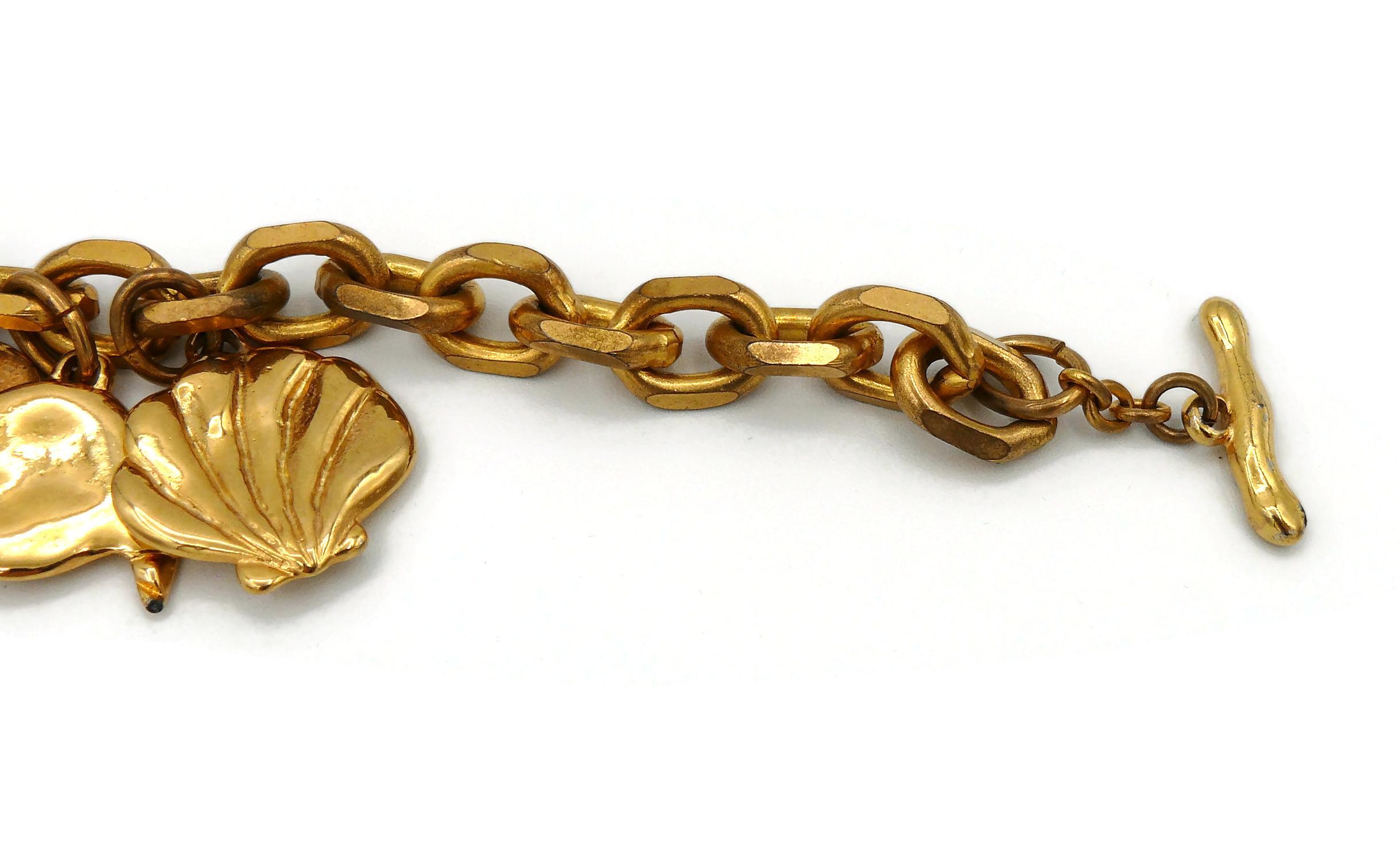 Edouard Rambaud Vintage Gold Toned Sea Life Charms Necklace 5