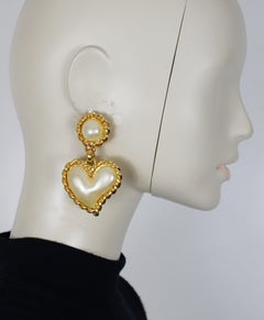 EDOUARD RAMBAUD Vintage Ohrringe mit Herzanhänger