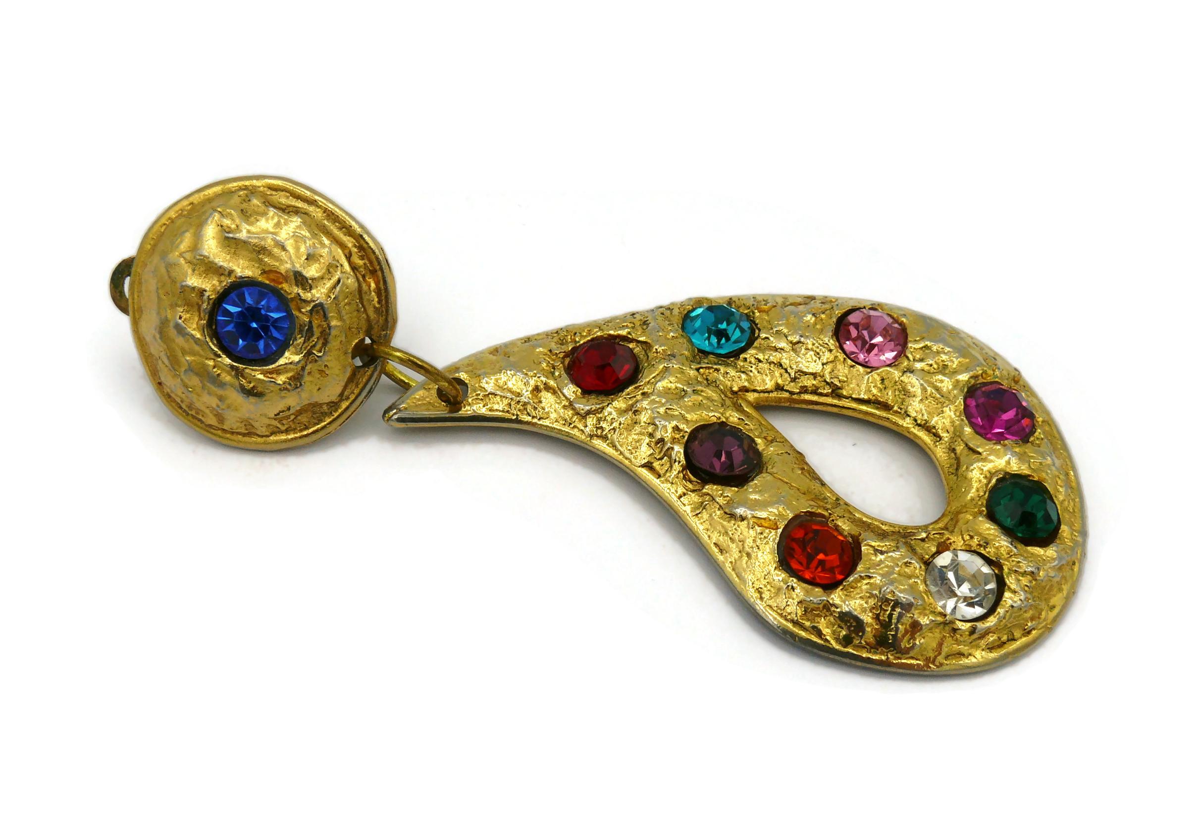 EDOUARD RAMBAUD Vintage Massive Jewelled Dangling Earrings For Sale 6