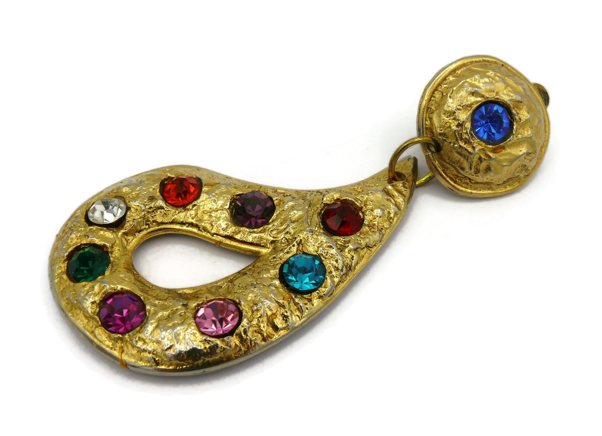 EDOUARD RAMBAUD Vintage Massive Jewelled Dangling Earrings For Sale 7
