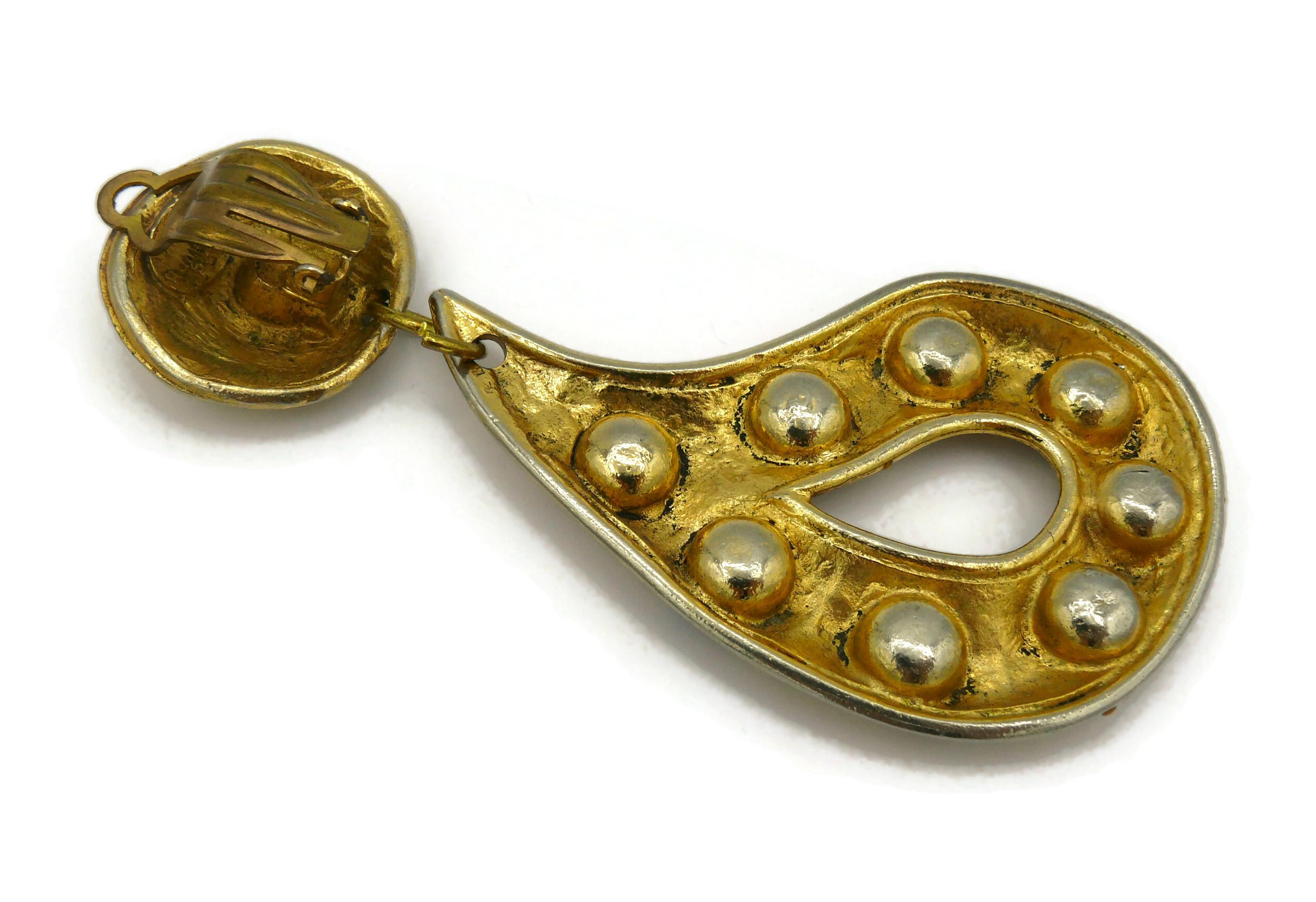 EDOUARD RAMBAUD Vintage Ohrringe mit massiven Juwelen und baumelnden Ohrringen im Angebot 11