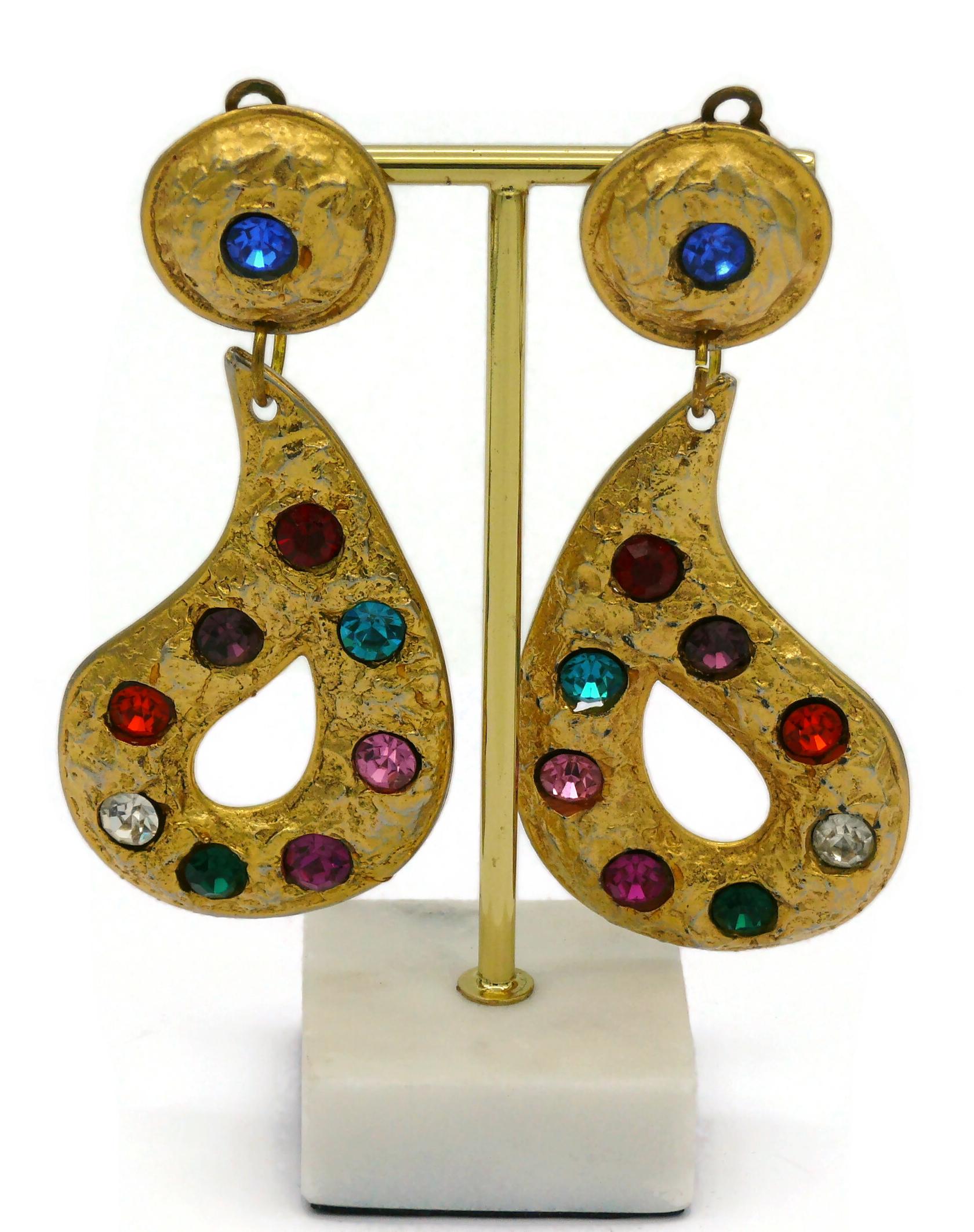 EDOUARD RAMBAUD Vintage Ohrringe mit massiven Juwelen und baumelnden Ohrringen im Zustand „Relativ gut“ im Angebot in Nice, FR