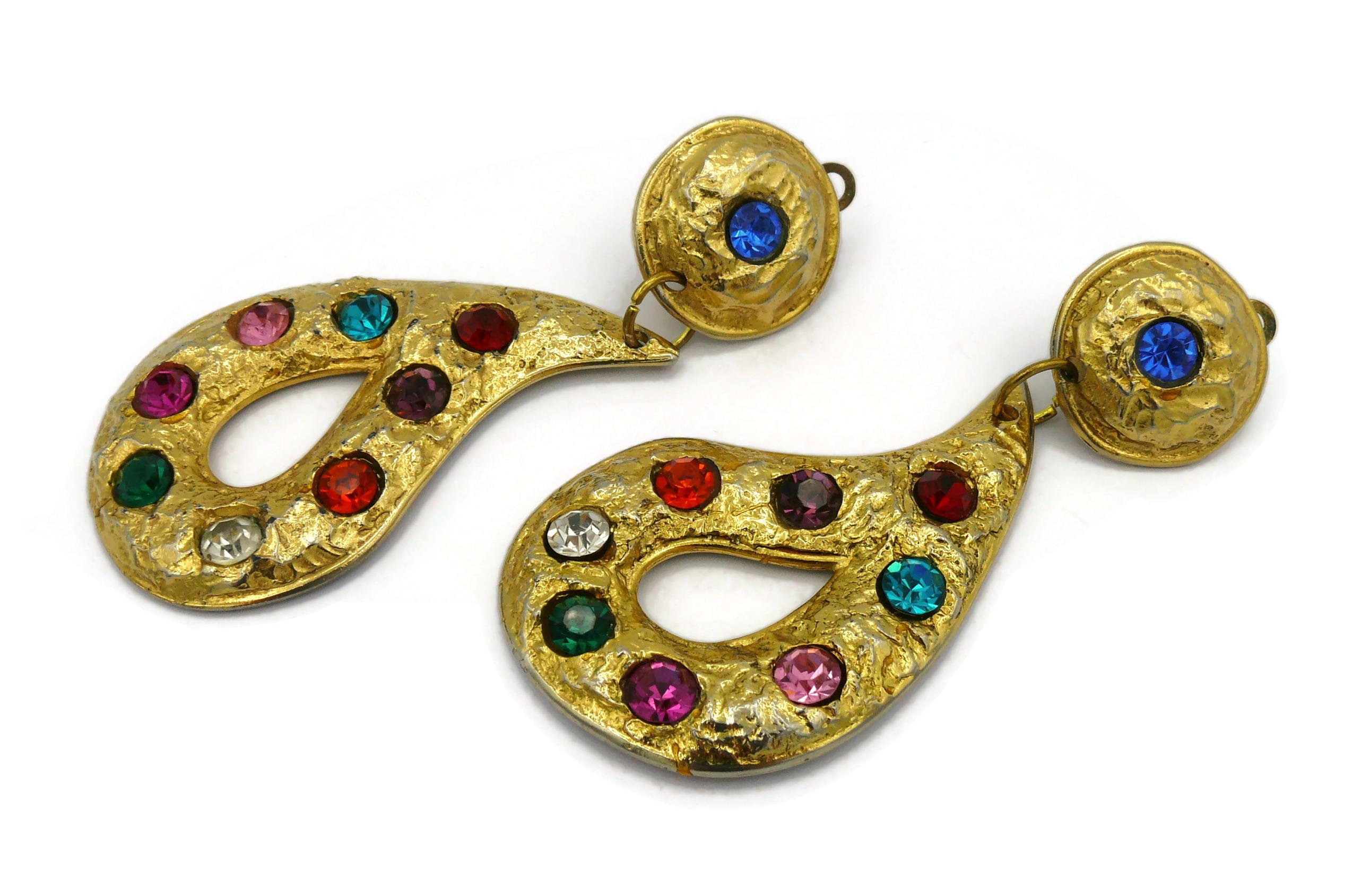 Women's EDOUARD RAMBAUD Vintage Massive Jewelled Dangling Earrings For Sale