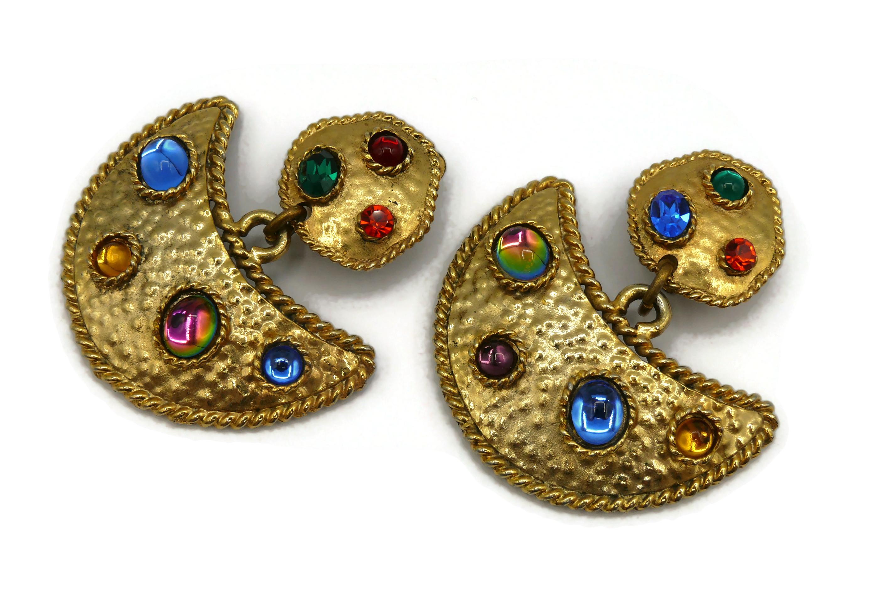 EDOUARD RAMBAUD Vintage Massive Jewelled Dangling Earrings For Sale 1