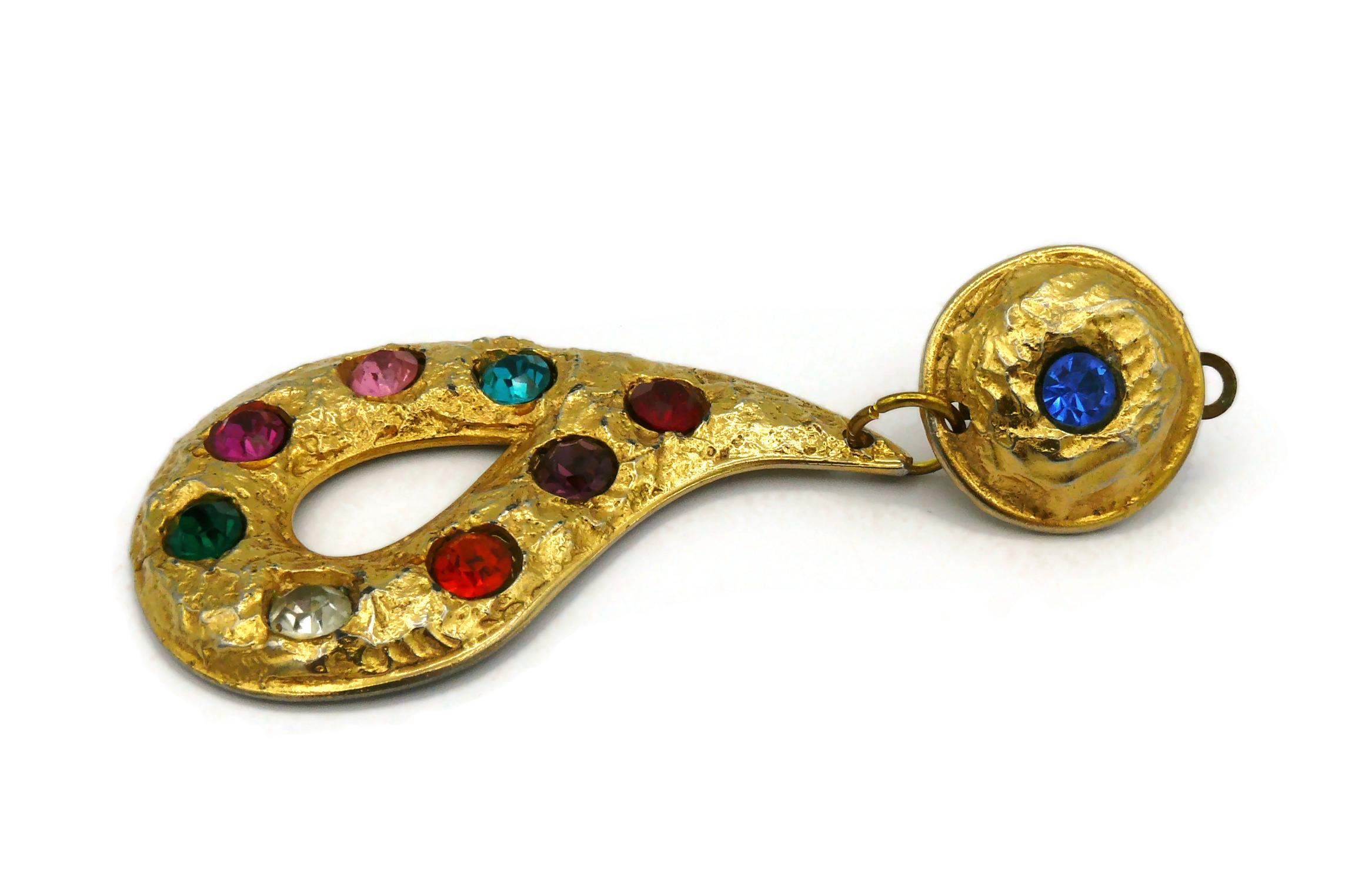 EDOUARD RAMBAUD Vintage Massive Jewelled Dangling Earrings For Sale 1