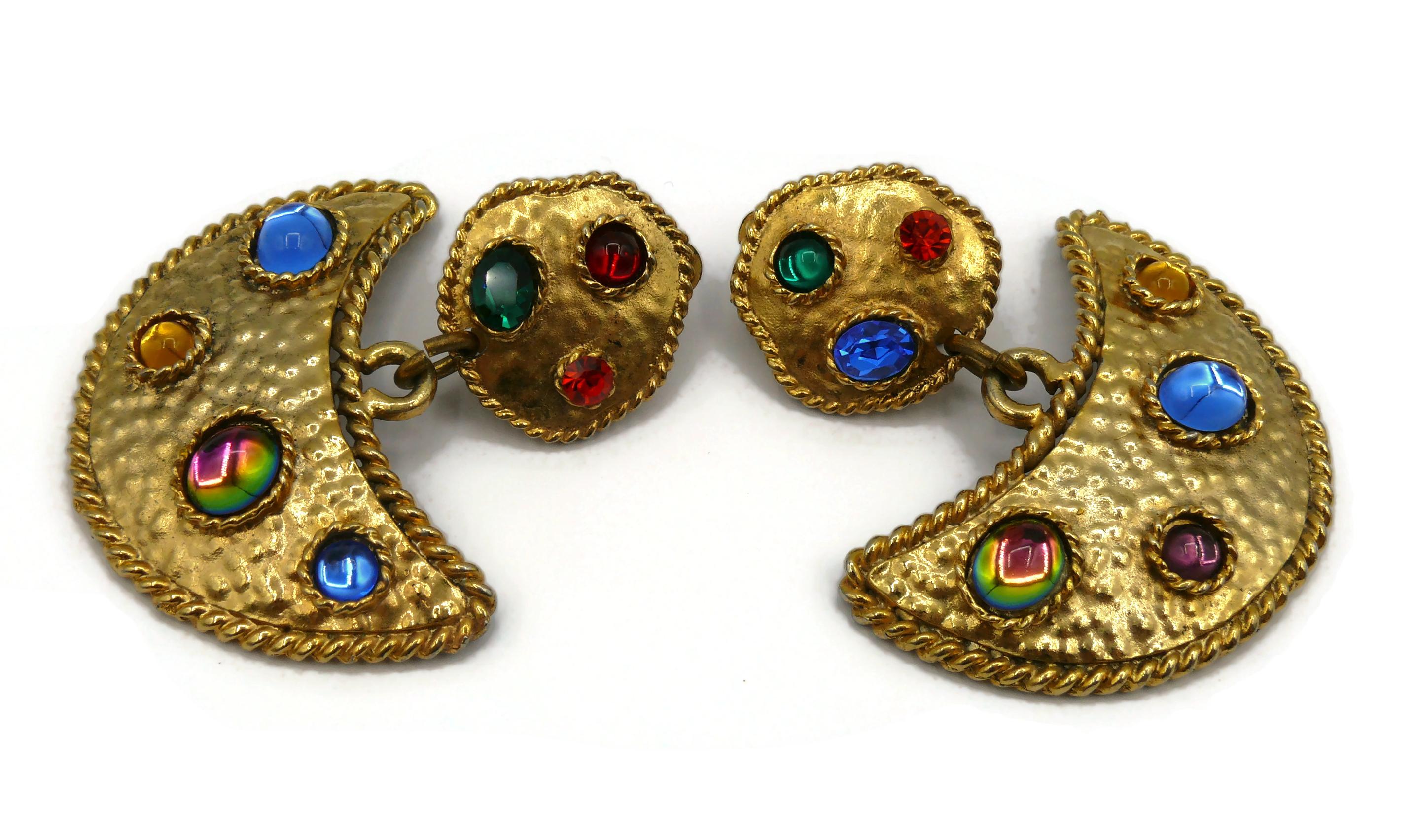 EDOUARD RAMBAUD Vintage Massive Jewelled Dangling Earrings For Sale 2