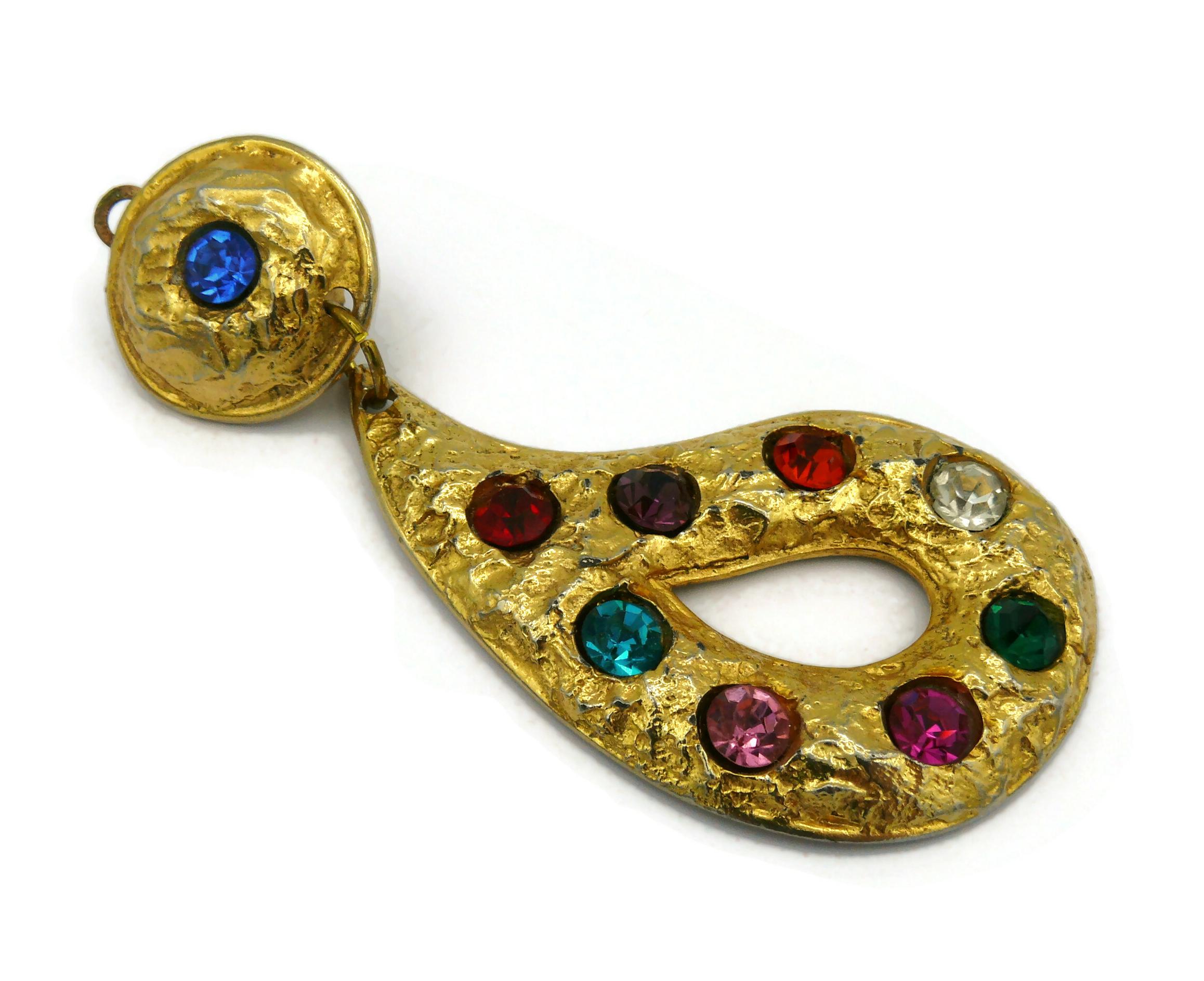EDOUARD RAMBAUD Vintage Massive Jewelled Dangling Earrings For Sale 2
