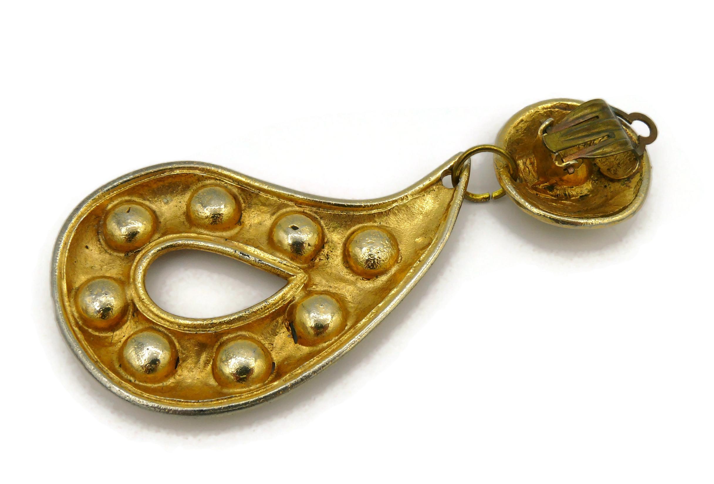 EDOUARD RAMBAUD Vintage Ohrringe mit massiven Juwelen und baumelnden Ohrringen im Angebot 5