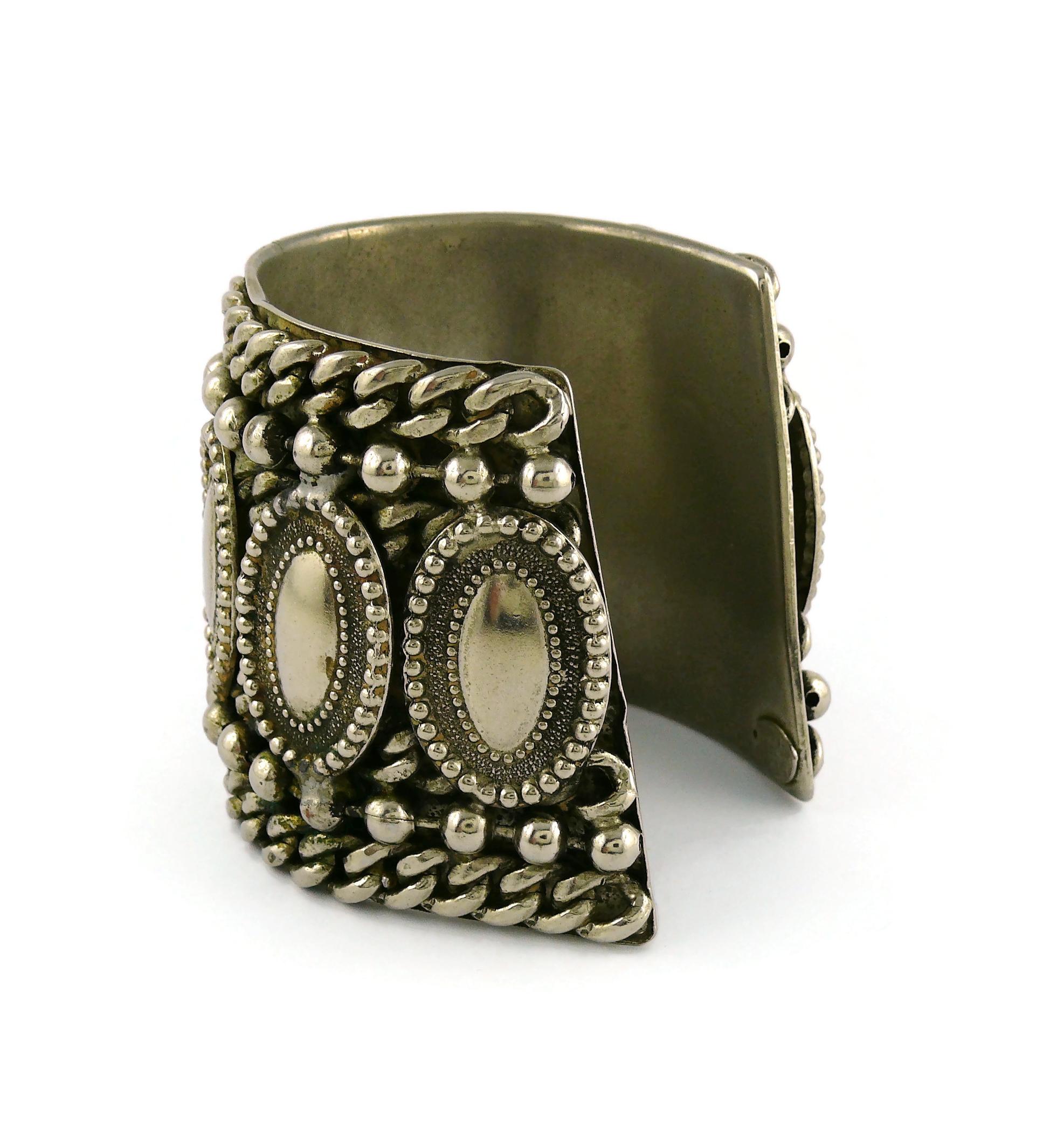 Edouard Rambaud Vintage Silver Toned Chain Cuff Bracelet 4