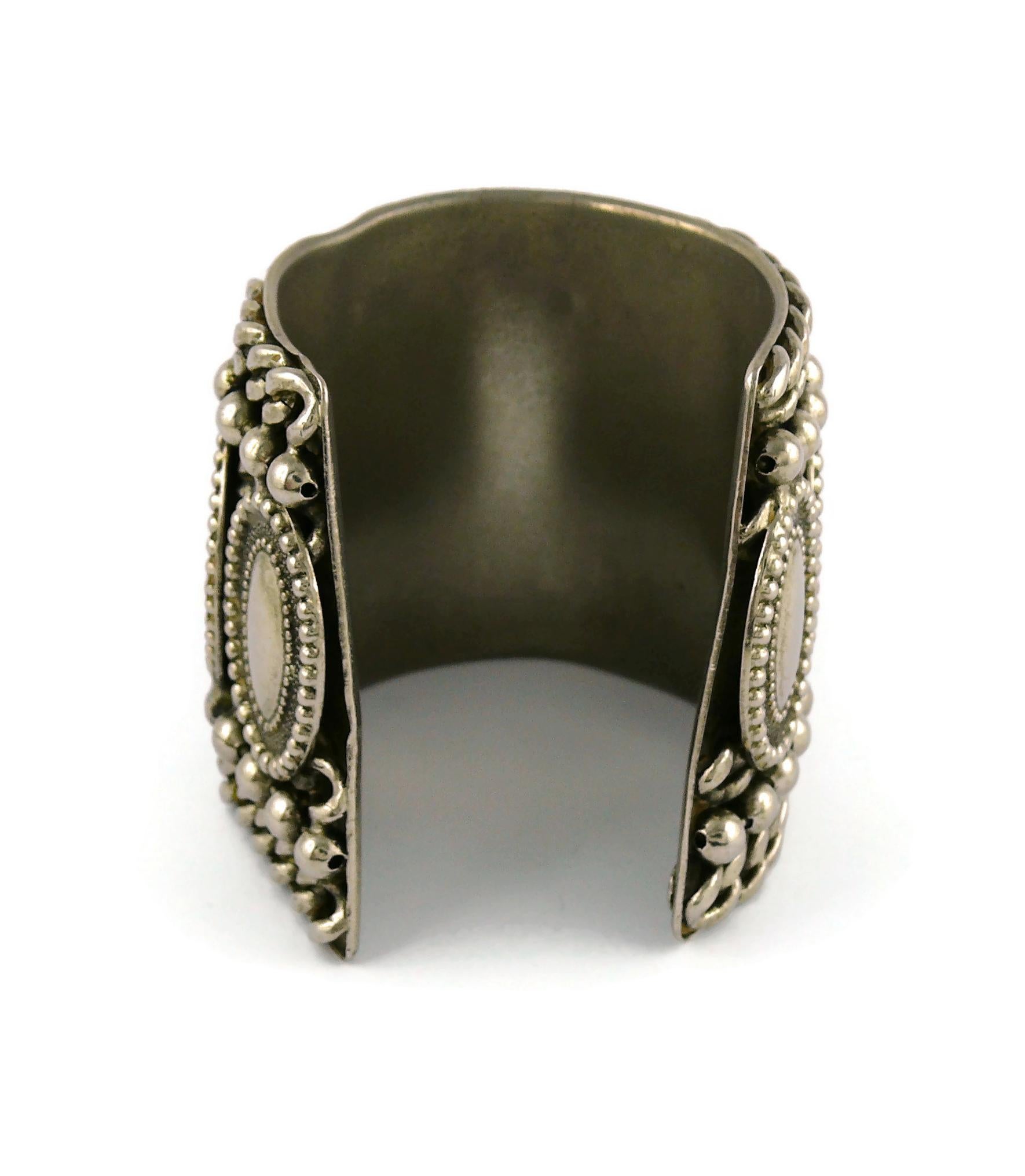 Edouard Rambaud Vintage Silver Toned Chain Cuff Bracelet 5