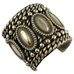 Edouard Rambaud Vintage Silver Toned Chain Cuff Bracelet