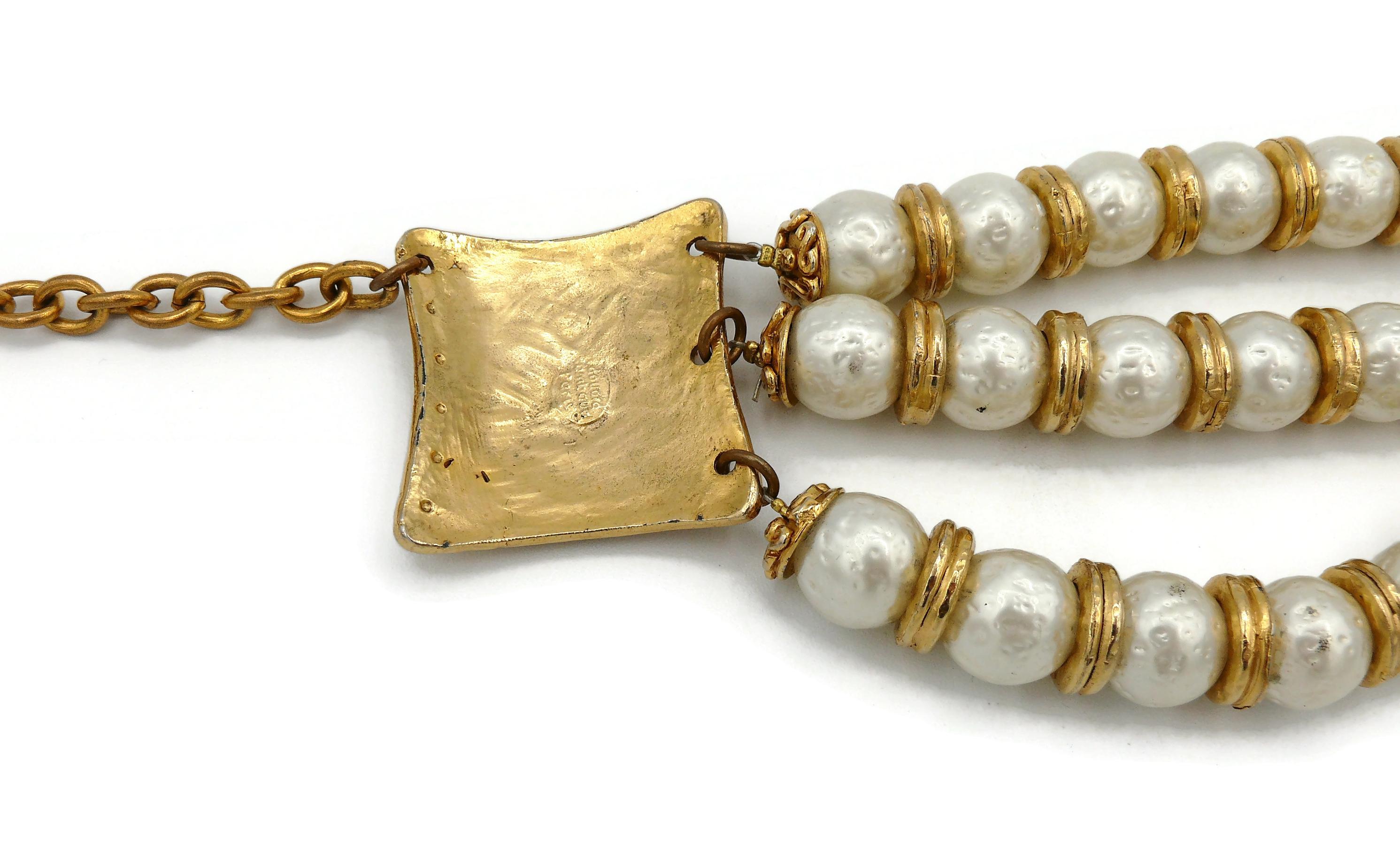 Edouard Rambaud Vintage Three Strand Pearl Choker Necklace 5