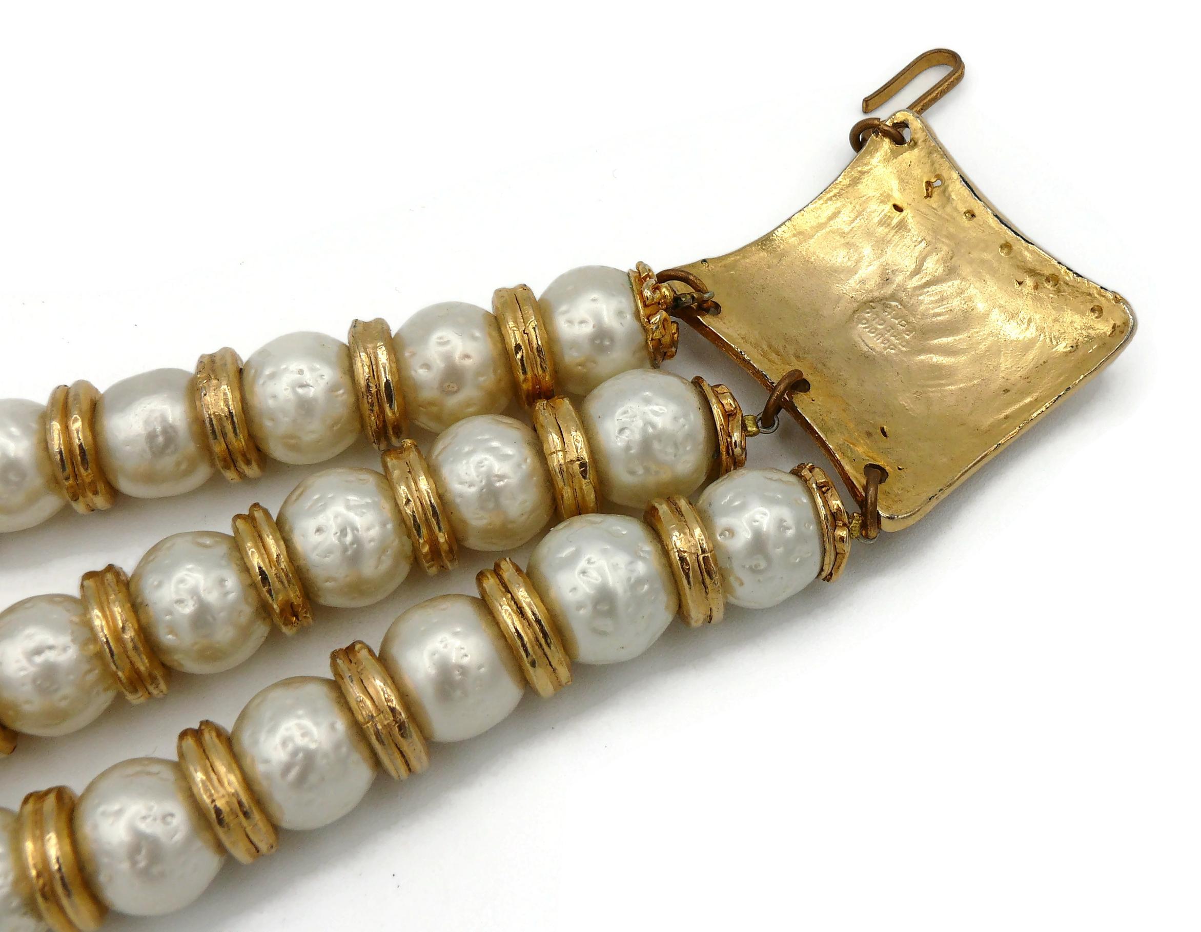 Edouard Rambaud Vintage Three Strand Pearl Choker Necklace 8